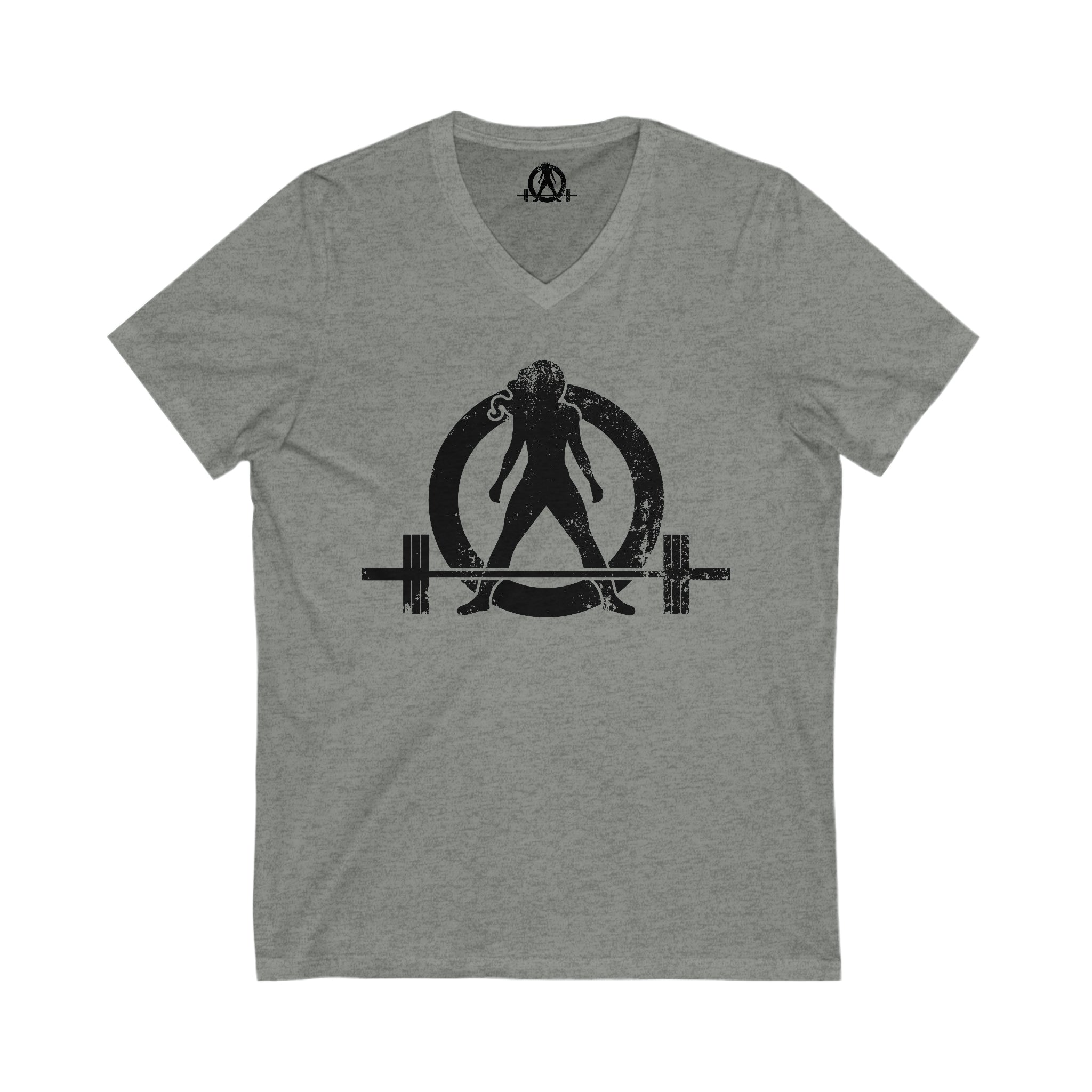 Strong Is Beautiful - Distressed Black Logo - Unisex Jersey Short Sleeve V-Neck Tee