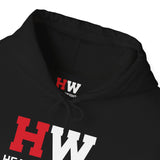 Heavy Weights Barbell Club  - Unisex Heavy Blend Hooded Sweatshirt  - Black Print Front/Back/Arm