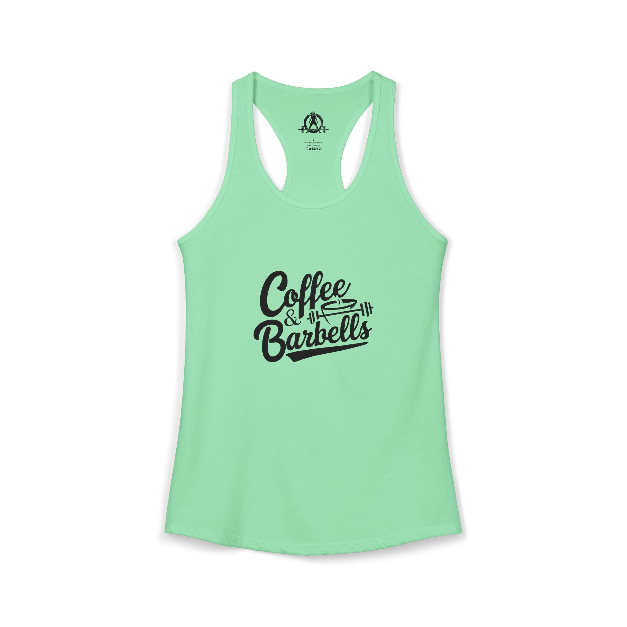 Coffee & Barbells - Women's Ideal Racerback Tank - Black Logo Plain Back
