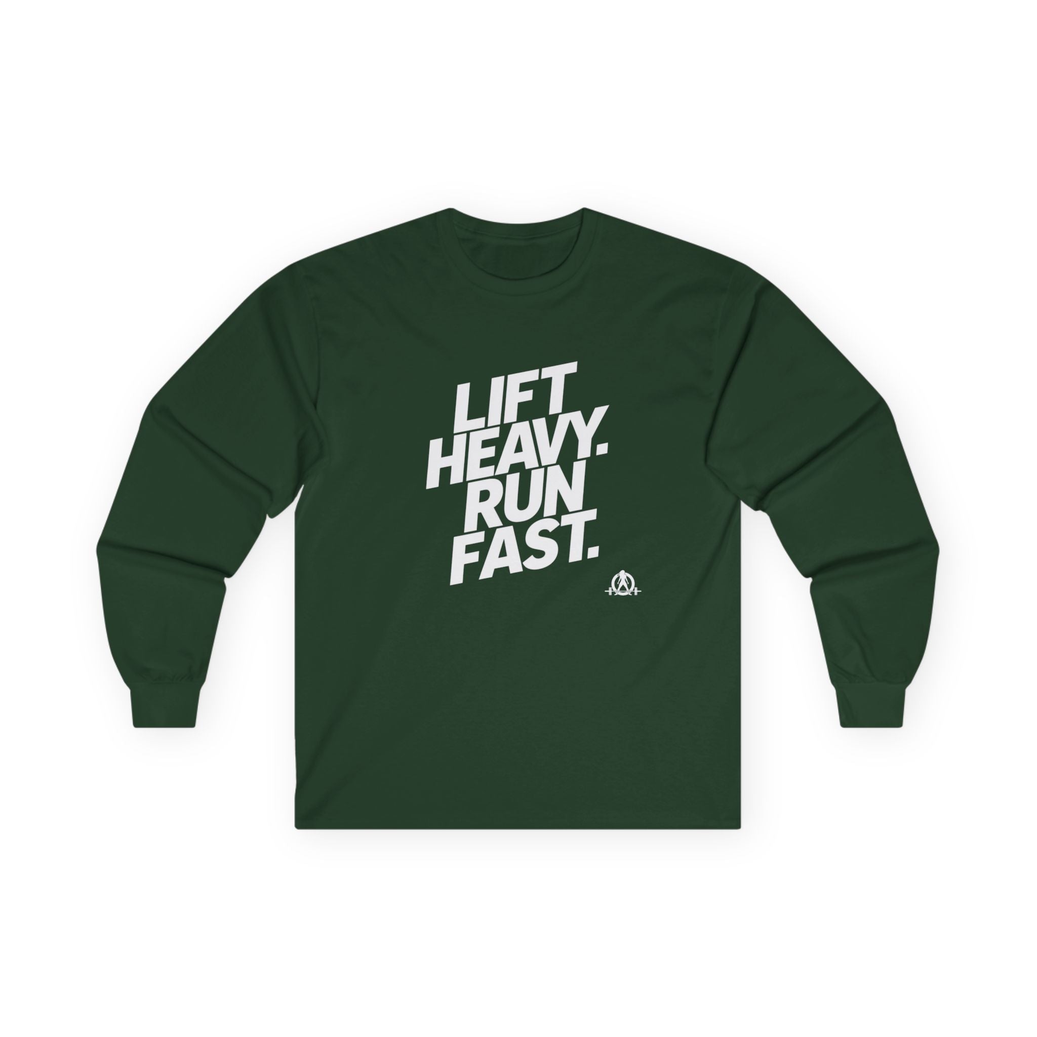 Lift Heavy Run Fast - Ultra Cotton Long Sleeve Tee - White Logo Front