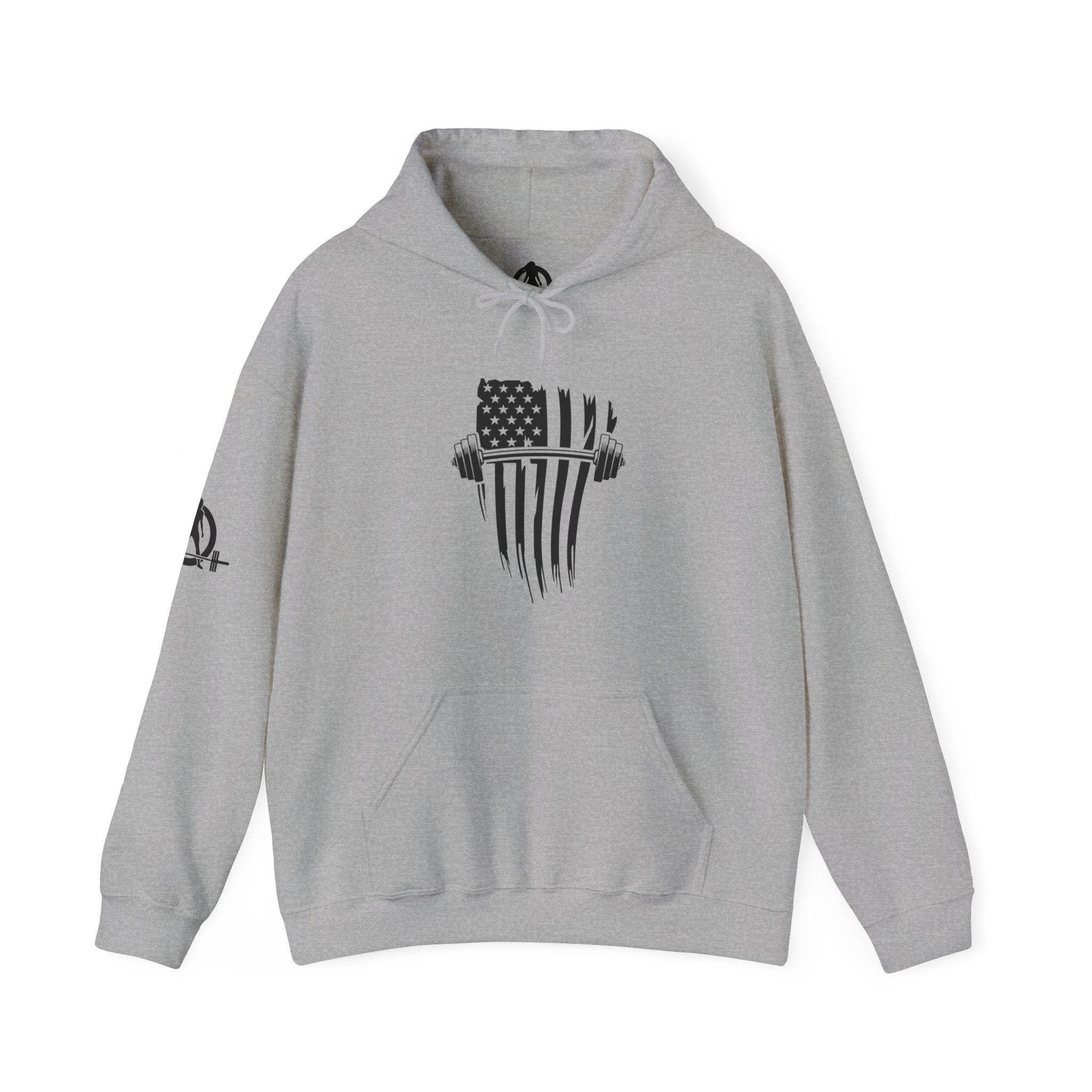 USA Barbell - Unisex Heavy Blend Hooded Sweatshirt  - Front White Logo