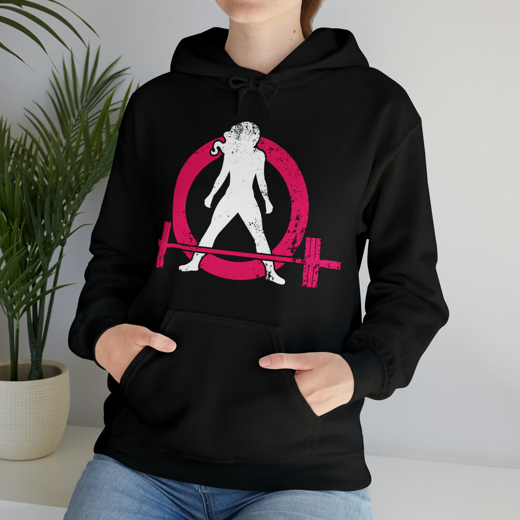 COFFEE and a Barbell - Unisex Heavy Blend Hooded Sweatshirt - Dark Logo
