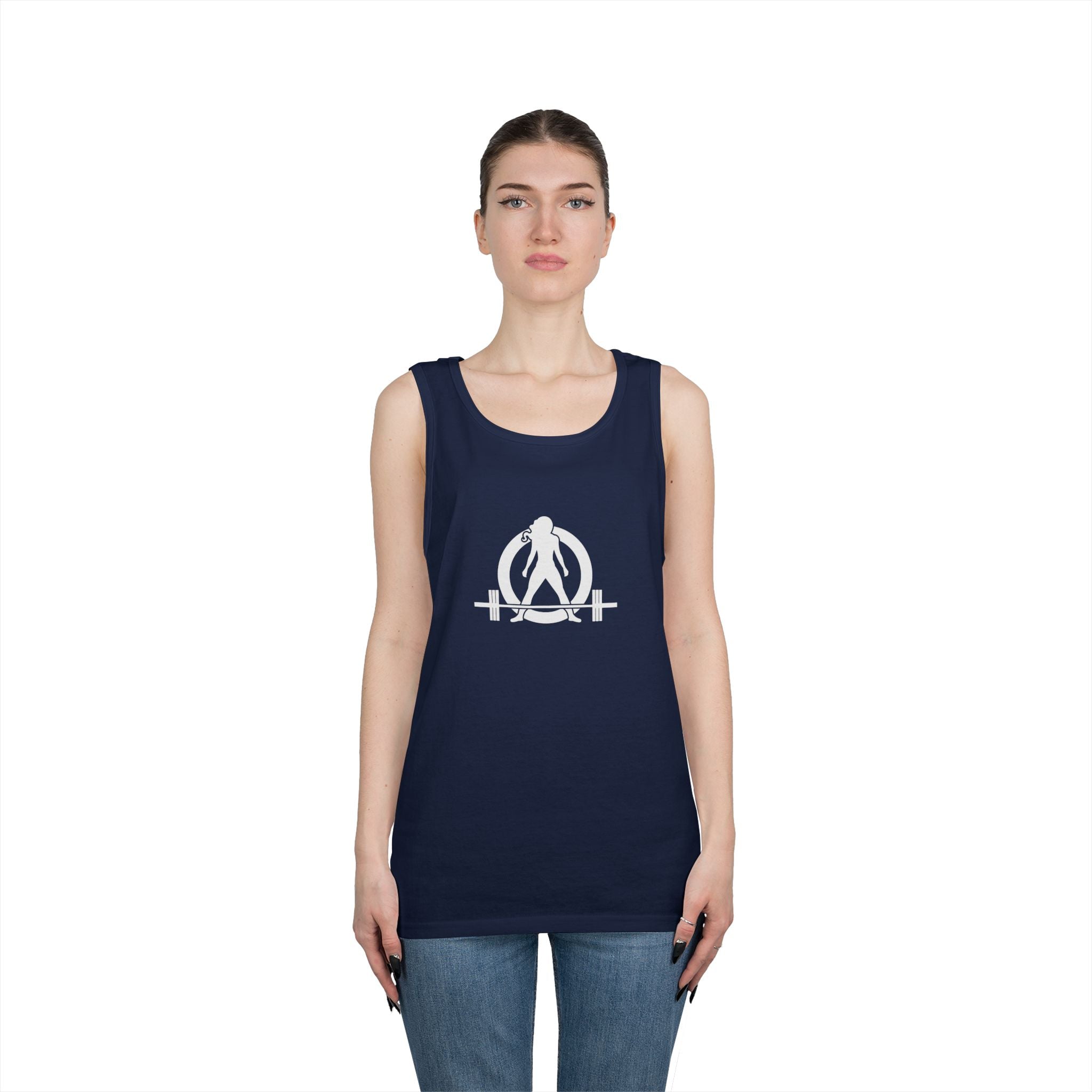 Unisex Heavy Cotton Tank Top -  White Logo - Kick Your Ass
