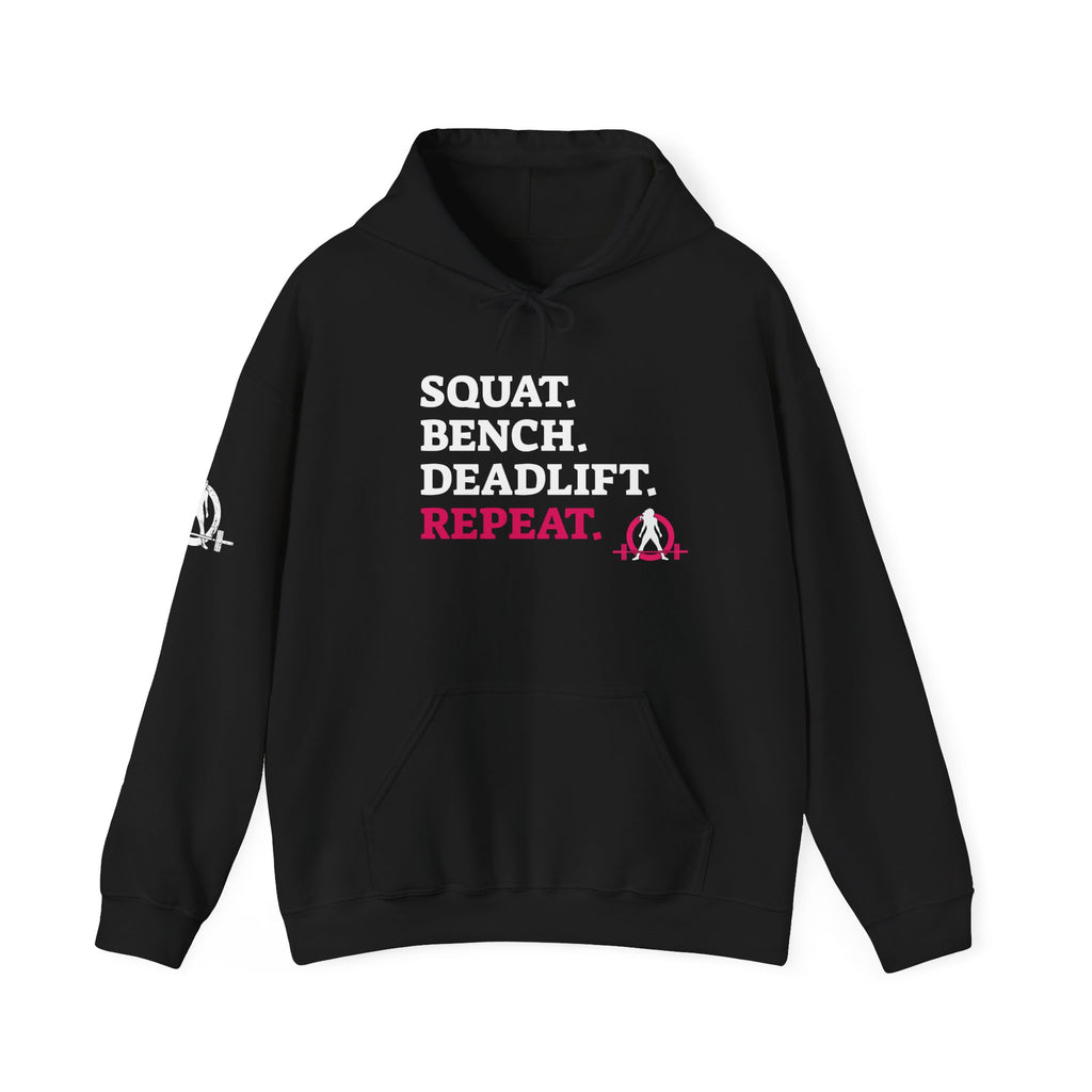WWLW “Squat • Bench • Deadlift • Repeat” Hoodie - White Logo
