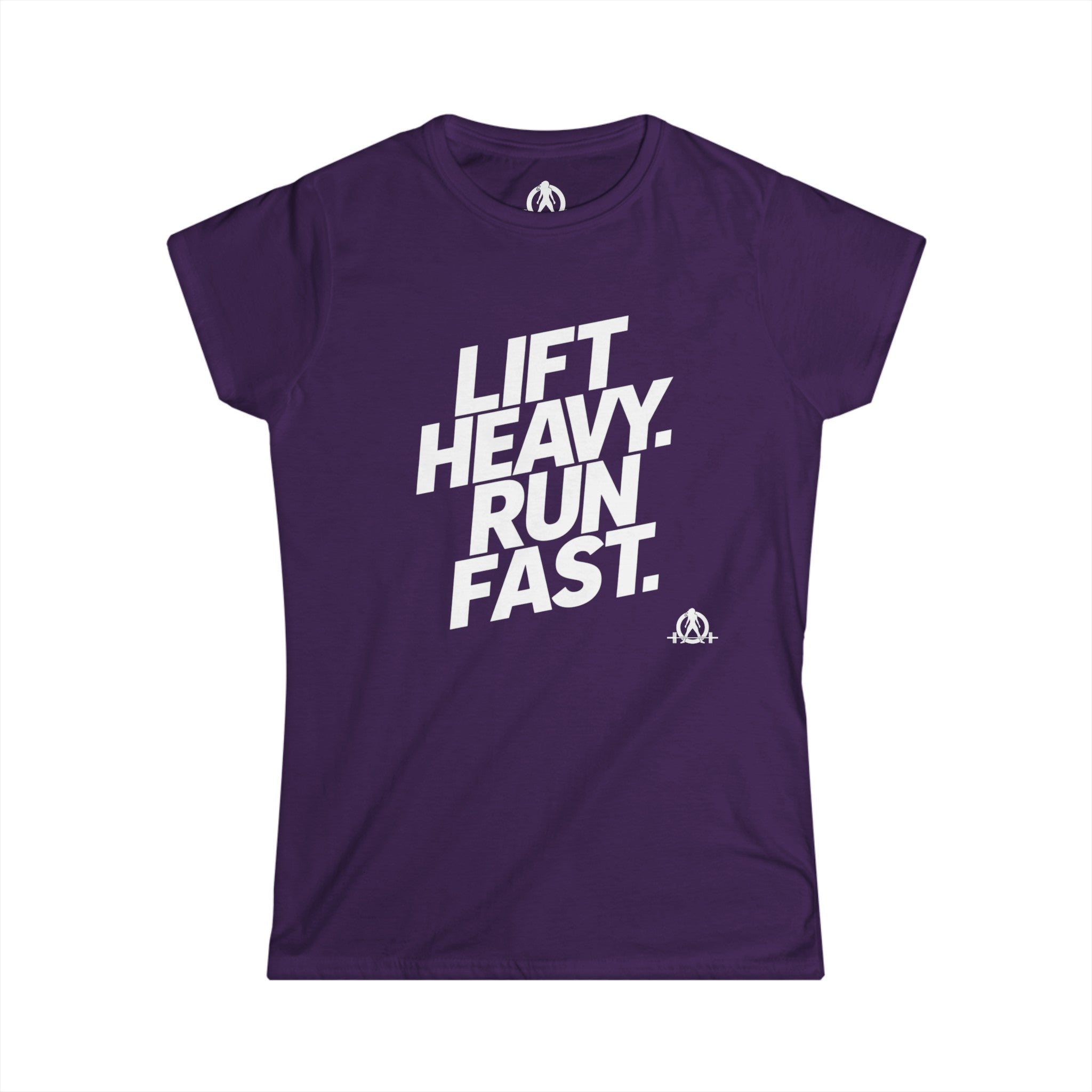 Lift Heavy Run Fast - Women's Softstyle Tee - White Front Logo
