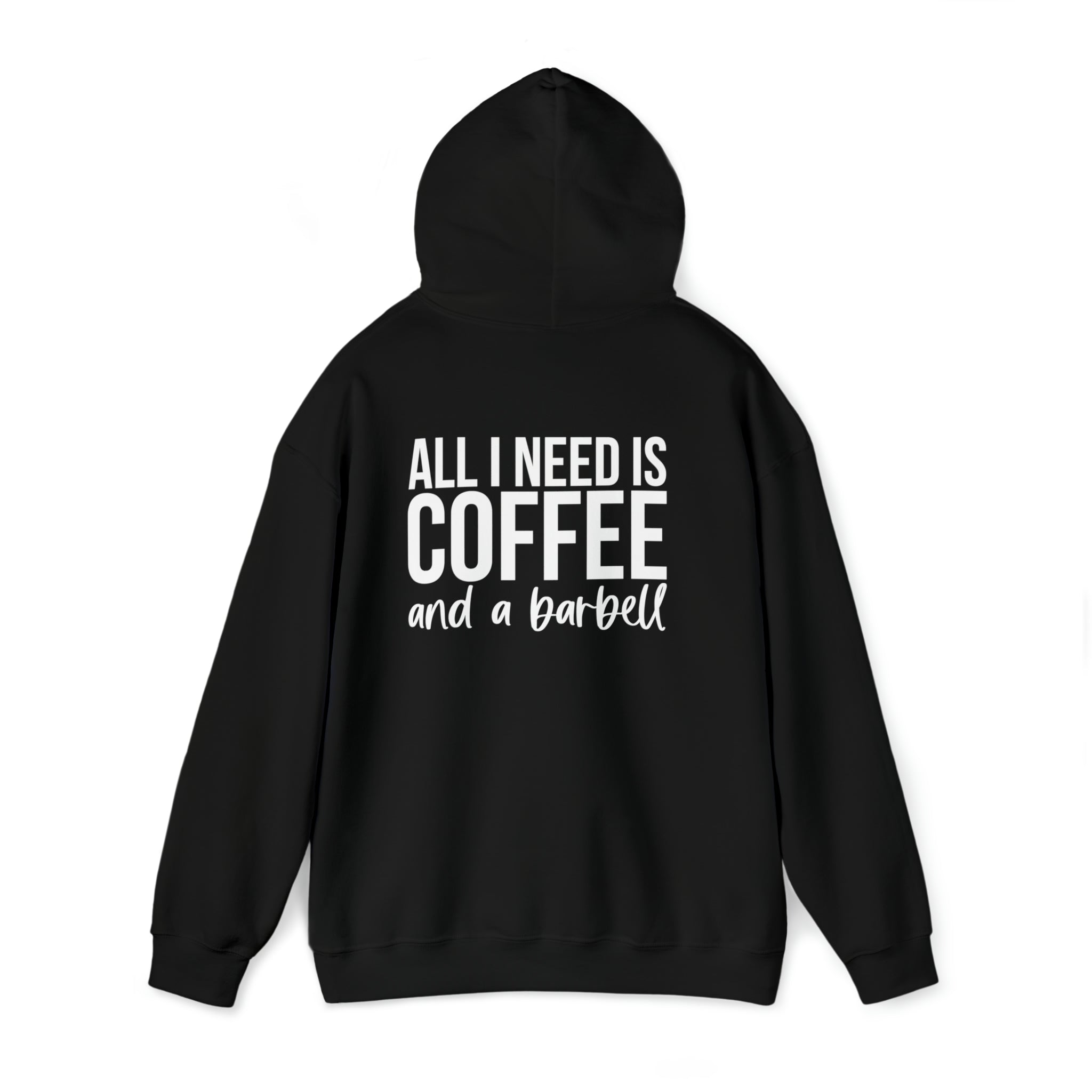 COFFEE and a Barbell - Unisex Heavy Blend Hooded Sweatshirt - Dark Logo