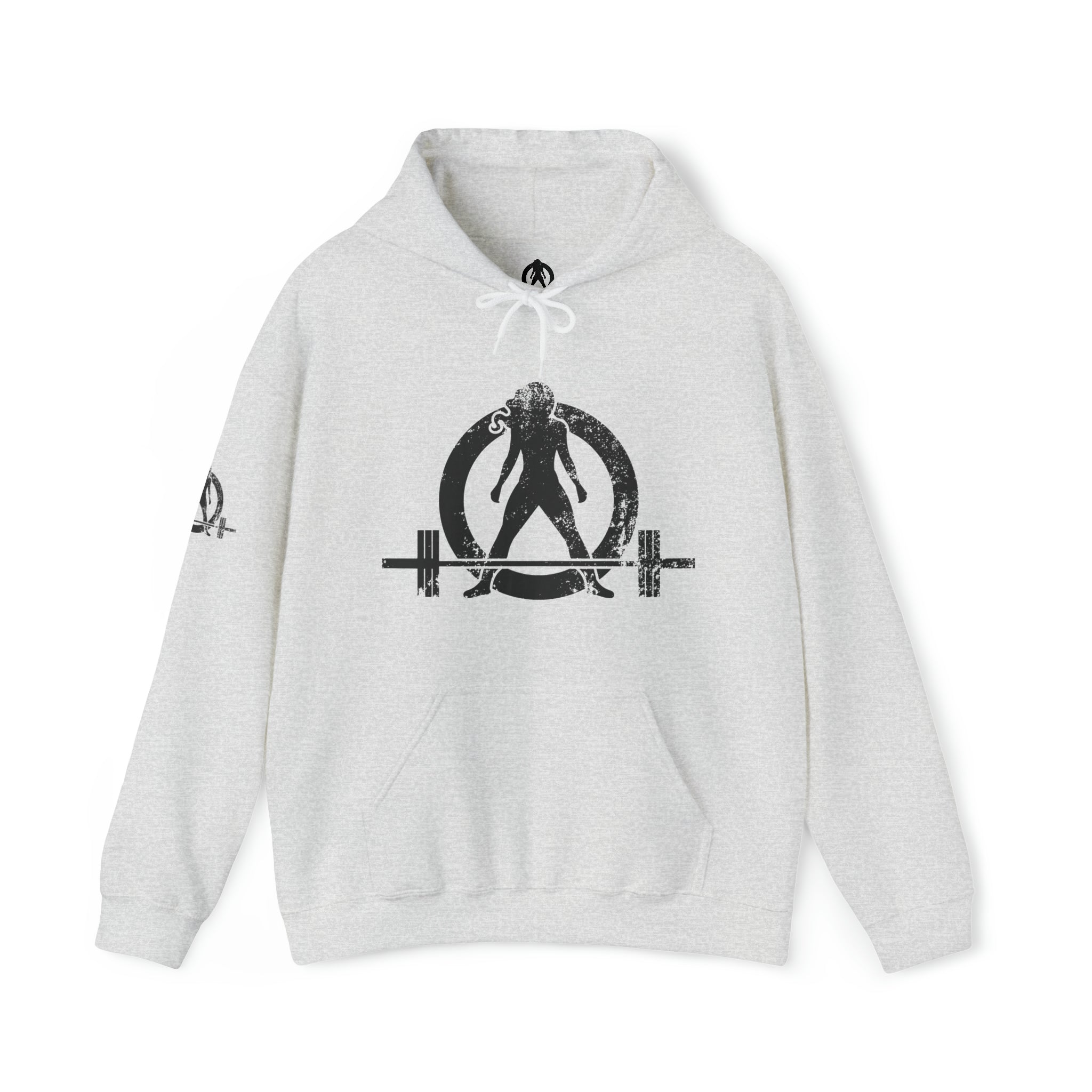 Squat Bench Deadlift Repeat - Unisex Heavy Blend Hooded Sweatshirt - Dark Black Logo - Pink - SBDR on BACK