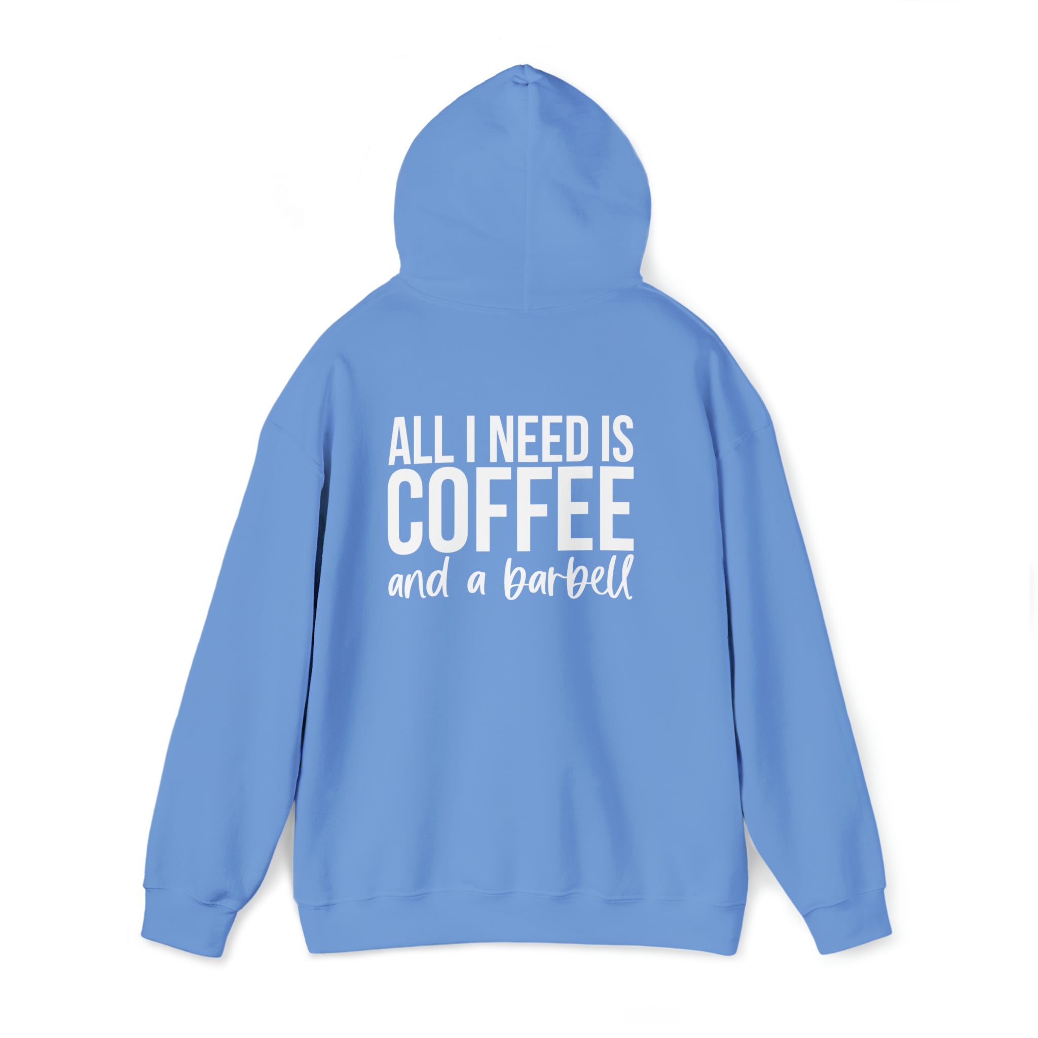 COFFEE and a Barbell - Unisex Heavy Blend Hooded Sweatshirt - Dark Logo