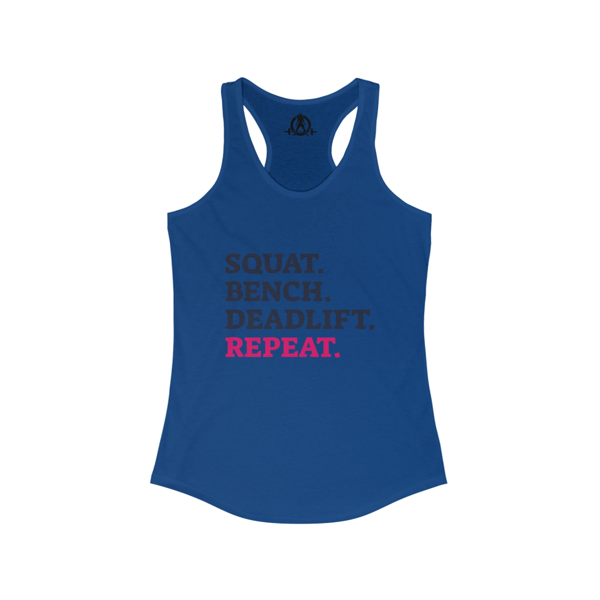 Squat Bench Deadlift Repeat - Women's Ideal Racerback Tank - Pink - Light - Plain Back