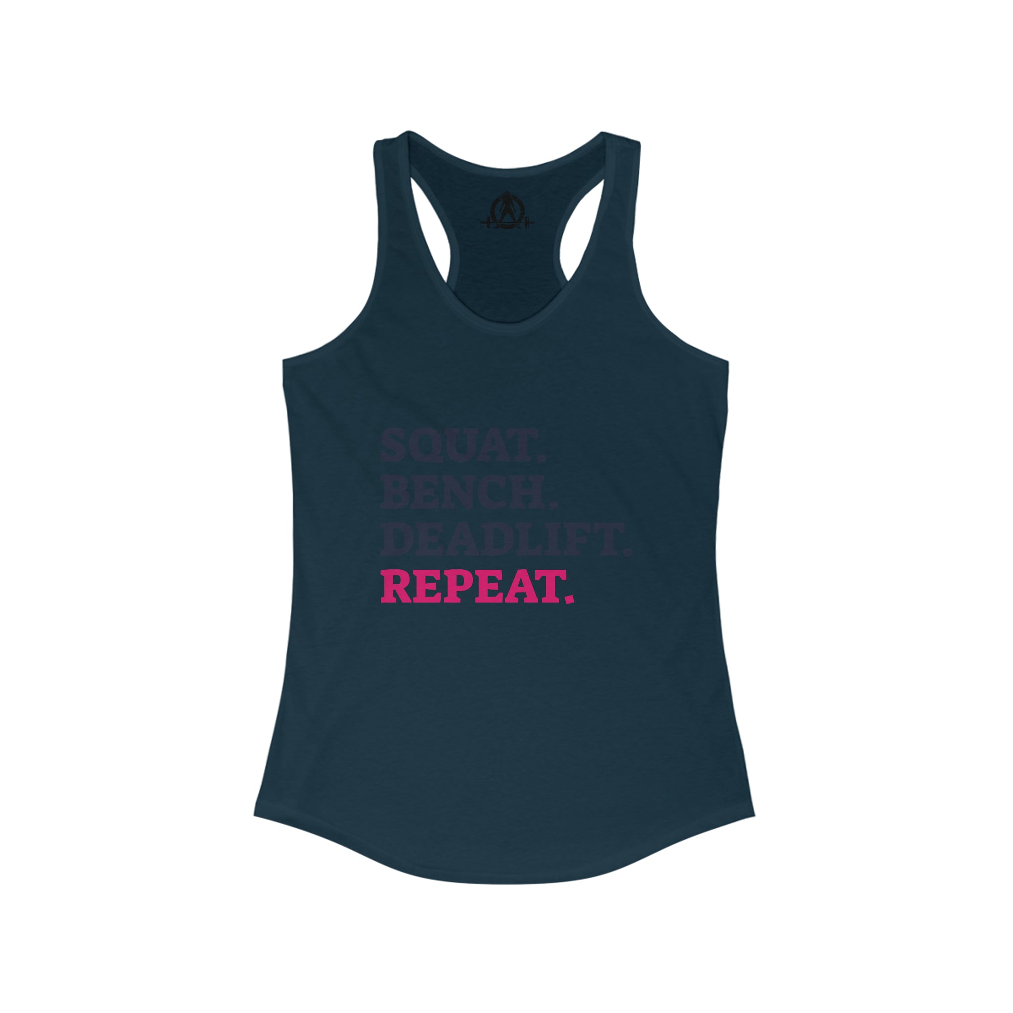 Squat Bench Deadlift Repeat - Women's Ideal Racerback Tank - Pink - Light - Plain Back
