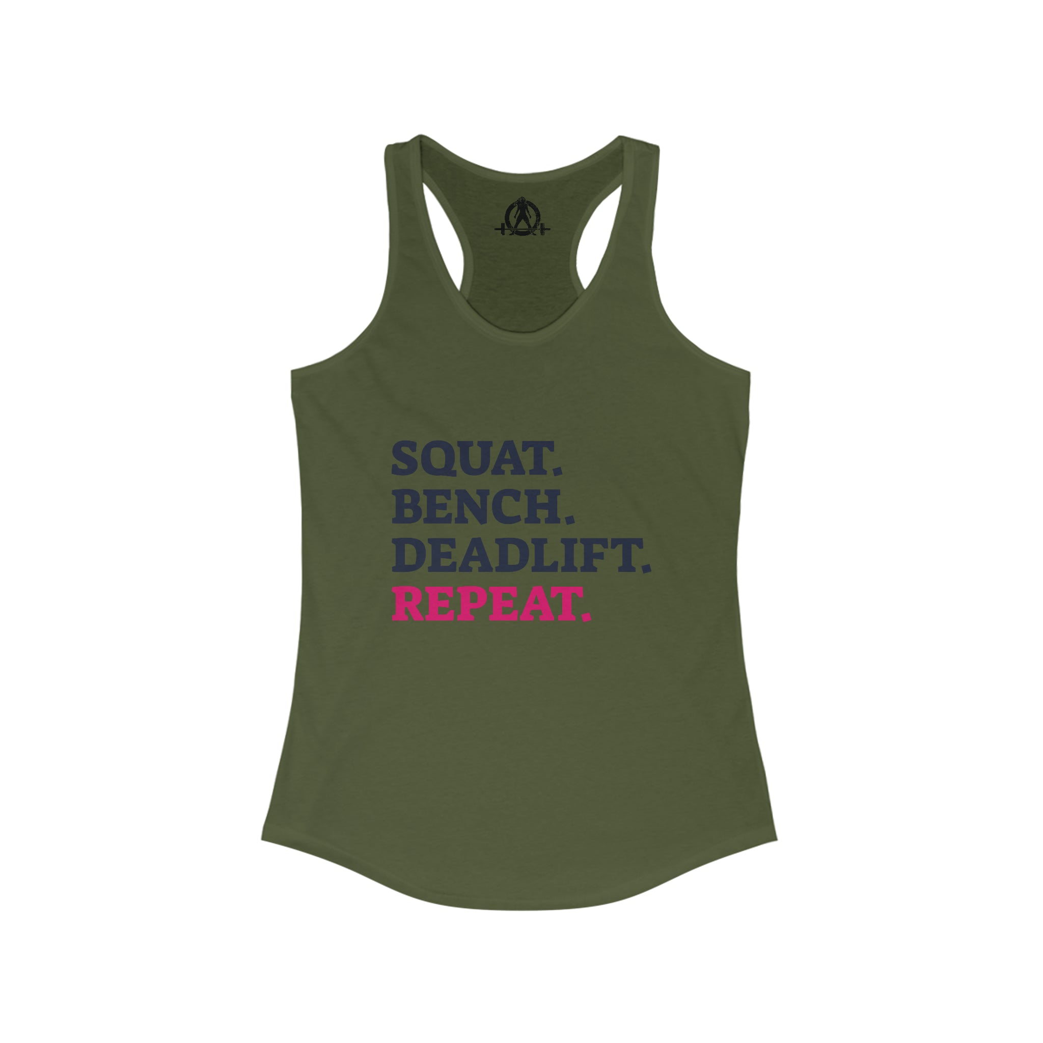 Squat Bench Deadlift Repeat - Women's Ideal Racerback Tank - Pink - Light - Plain Back