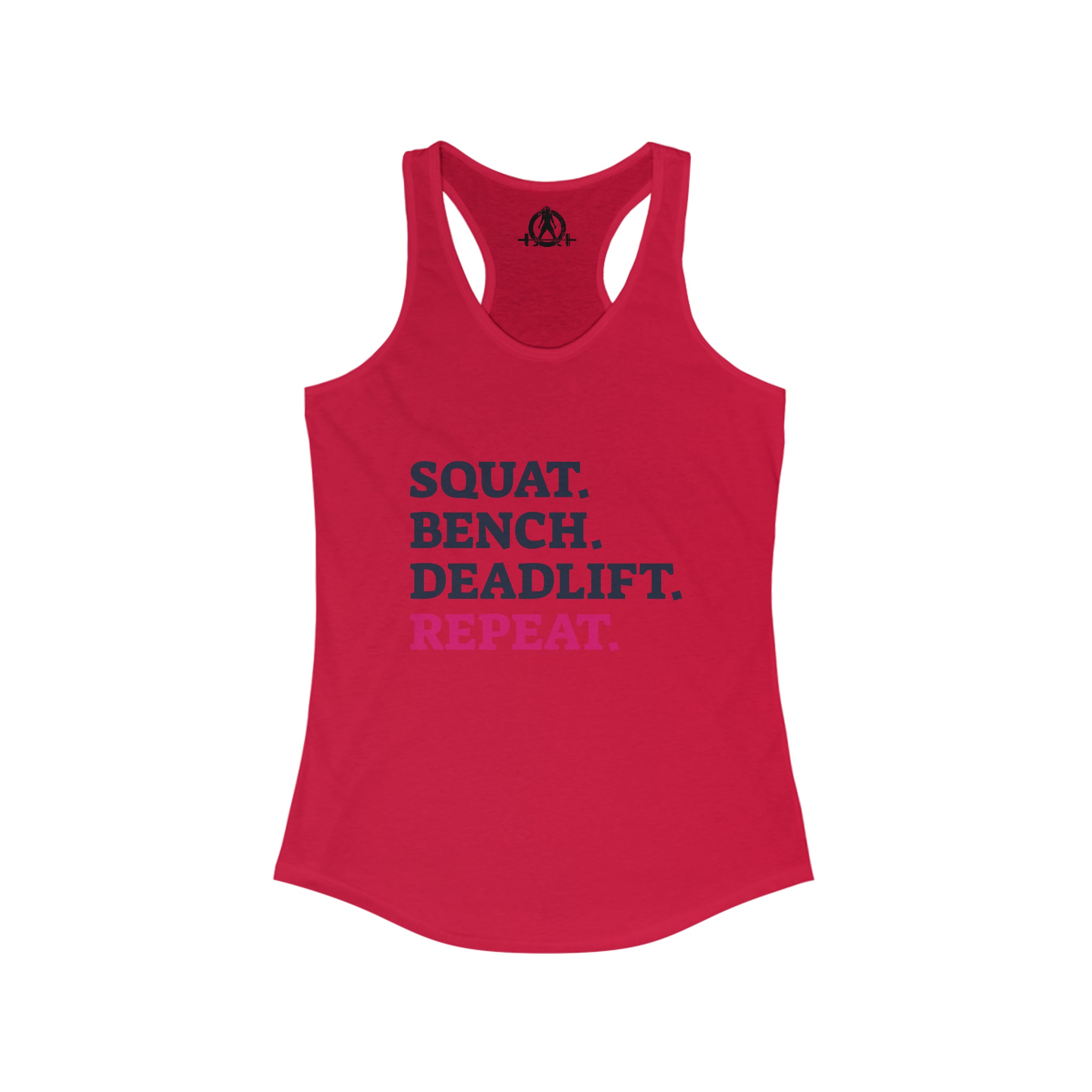 Squat Bench Deadlift Repeat - Women's Ideal Racerback Tank - Pink - Light - Plain Back