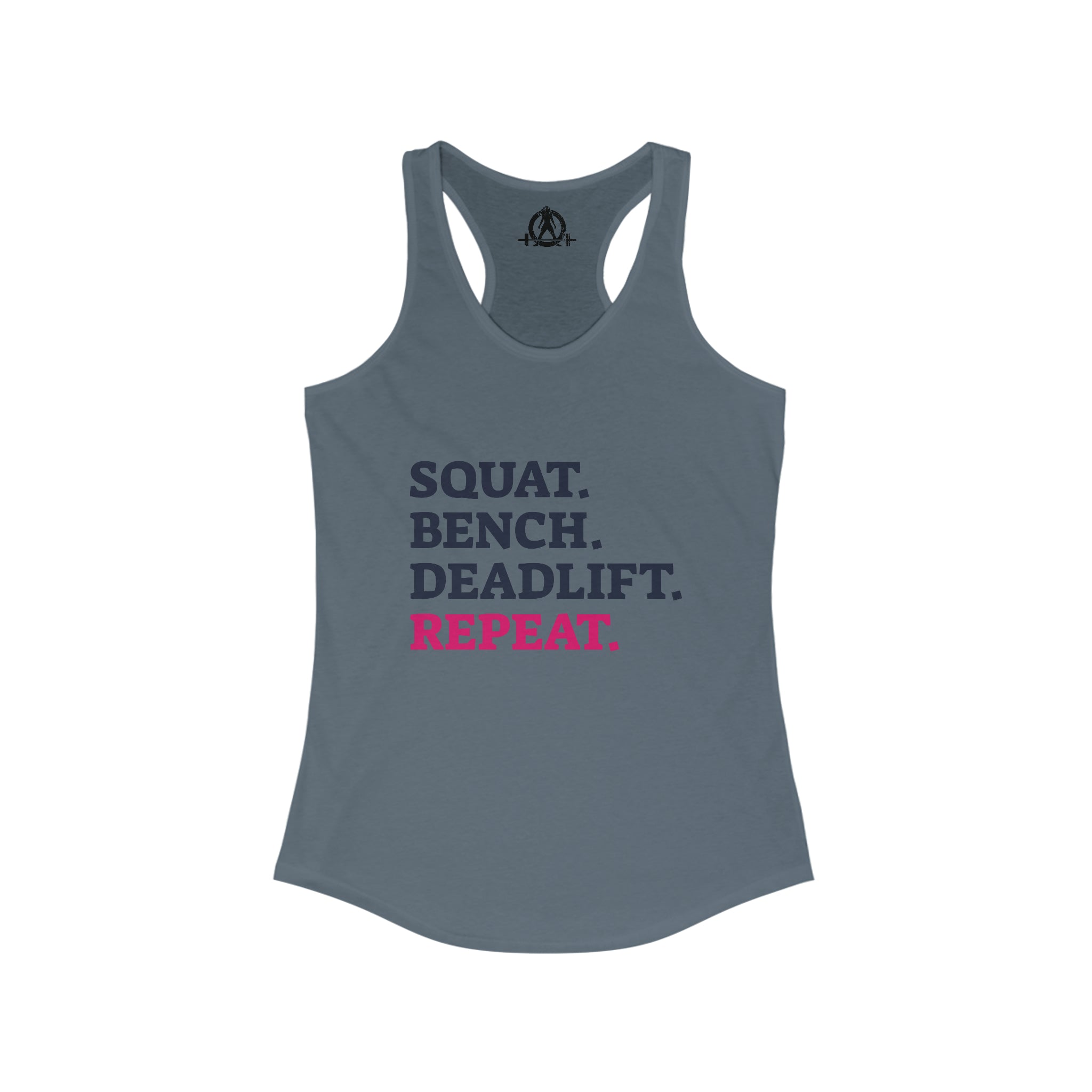 Squat Bench Deadlift Repeat - Women's Ideal Racerback Tank - Pink - Light - Plain Back