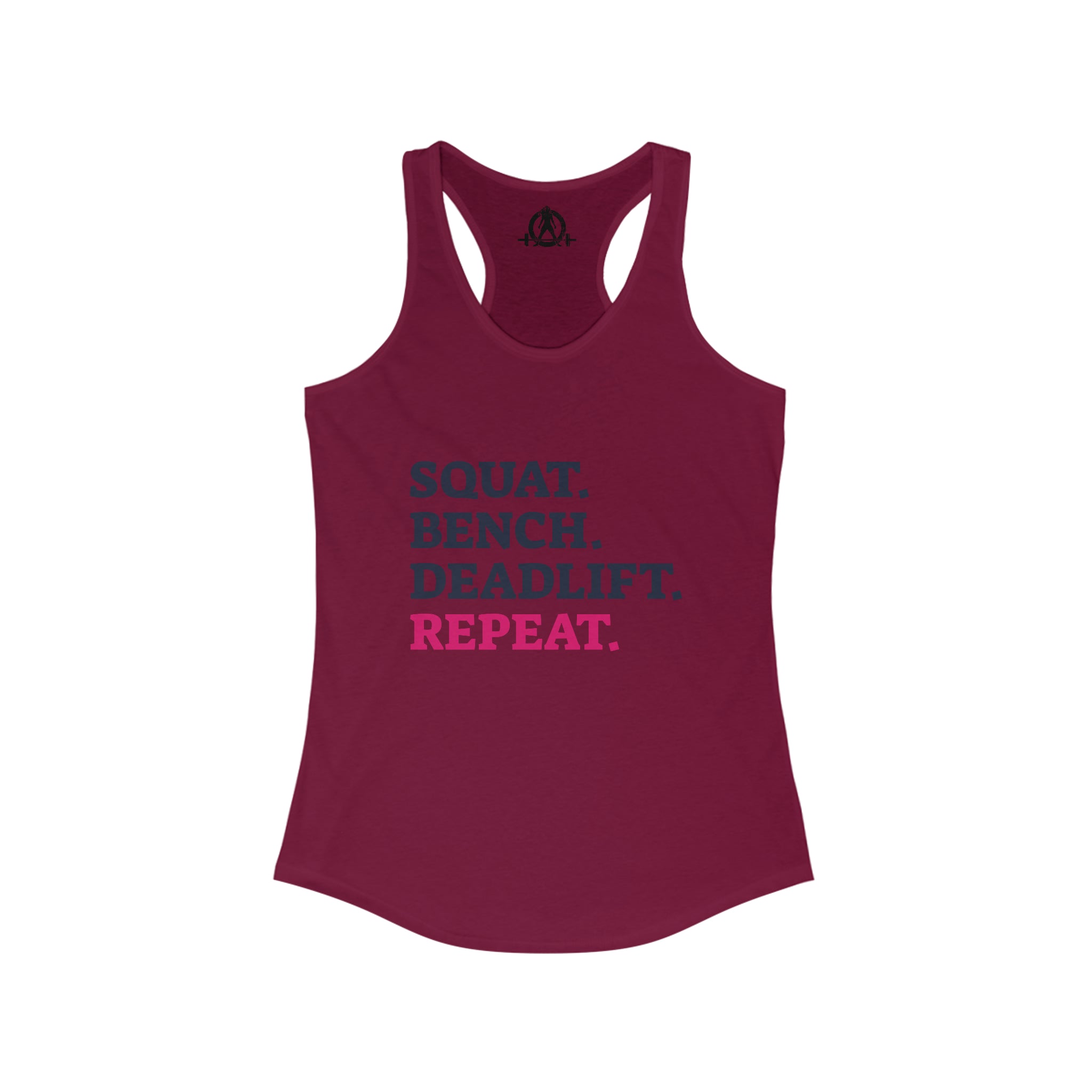 Squat Bench Deadlift Repeat - Women's Ideal Racerback Tank - Pink - Light - Plain Back