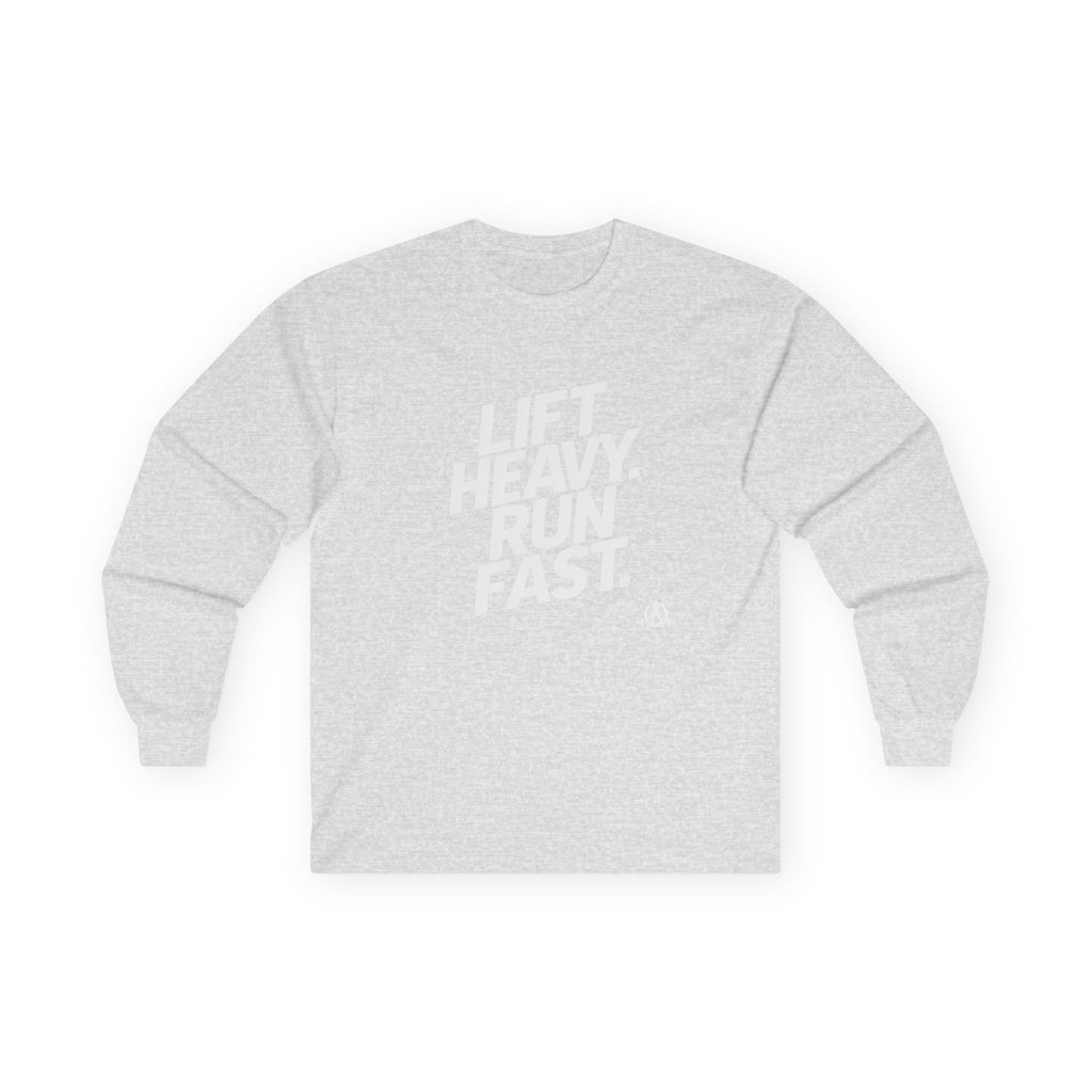Lift Heavy Run Fast - Ultra Cotton Long Sleeve Tee - White Logo Front