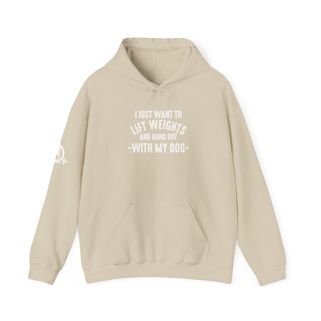 Lift Weights & Hang Out With My Dog  - White Logo  - Unisex Heavy Blend Hooded Sweatshirt
