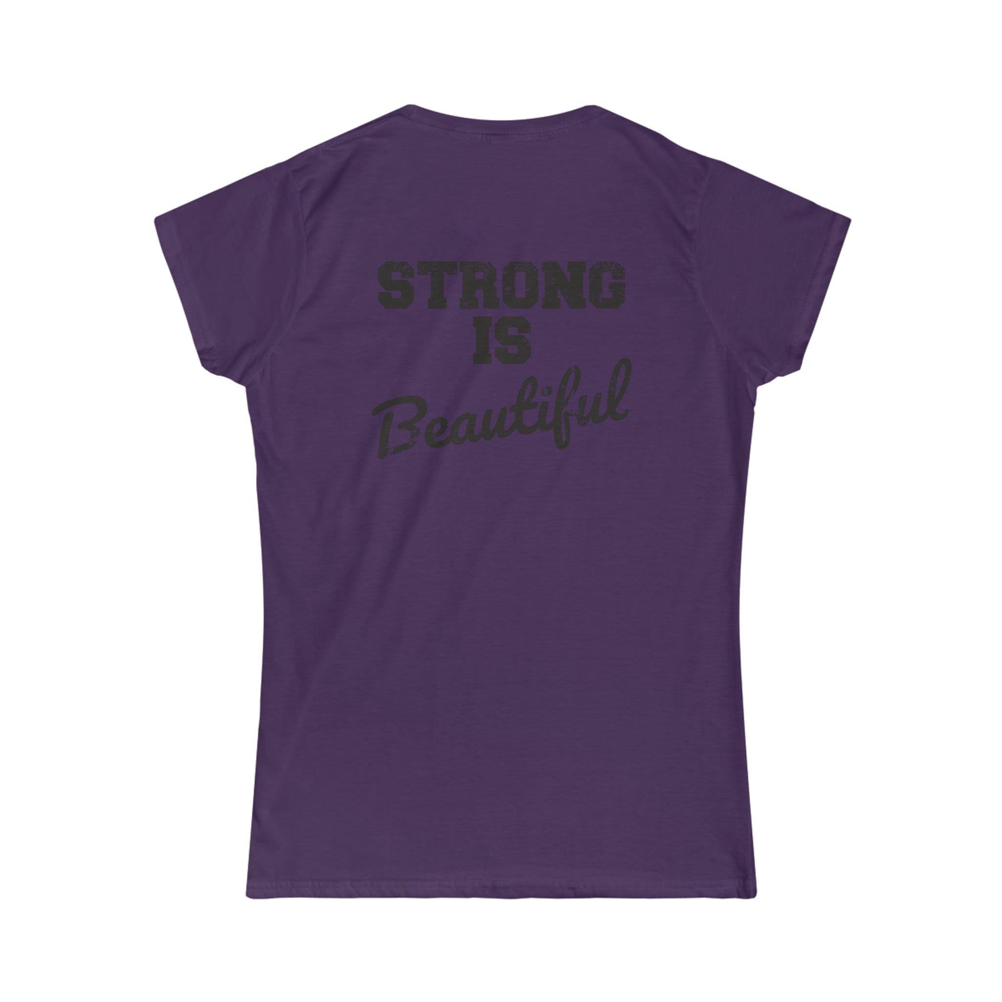 Strong Is Beautiful - Women's Softstyle Tee - Black Distressed Logo + Back