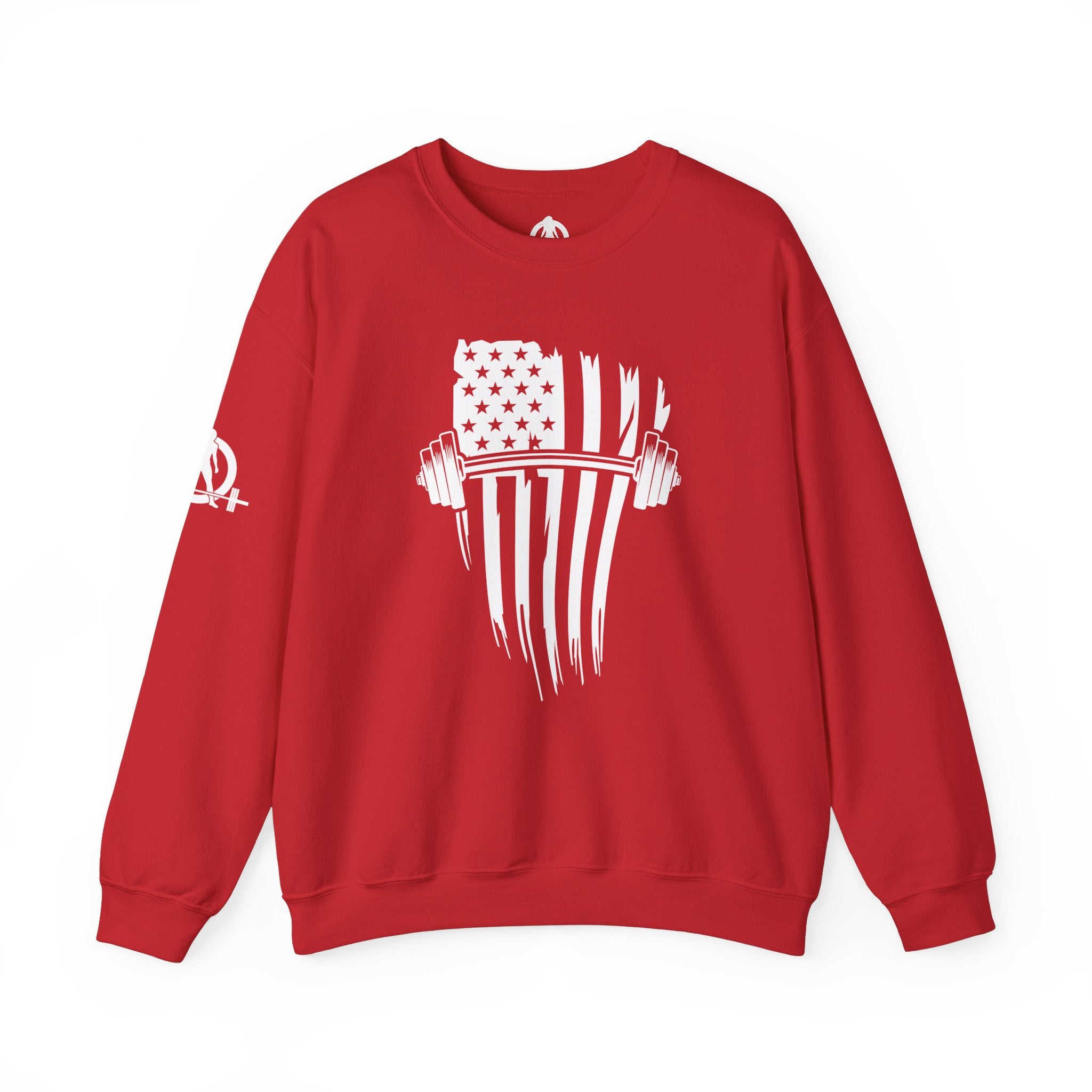 USA Barbell - Unisex Heavy Blend™ Crewneck Sweatshirt - White Logo