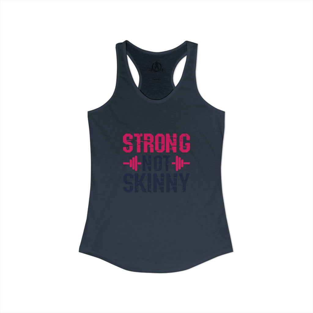 Strong Not Skinny - Color Distressed Logo - Women's Ideal Racerback Tank - Front & Back Print