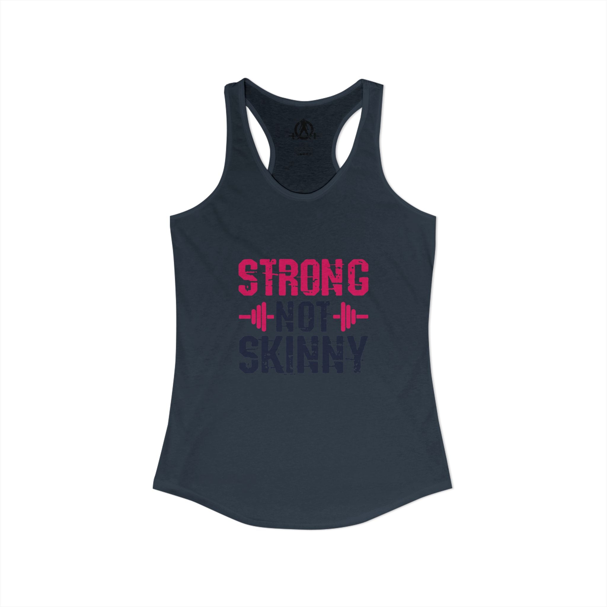 Strong Not Skinny - Color Distressed Logo - Women's Ideal Racerback Tank - Front & Back Print