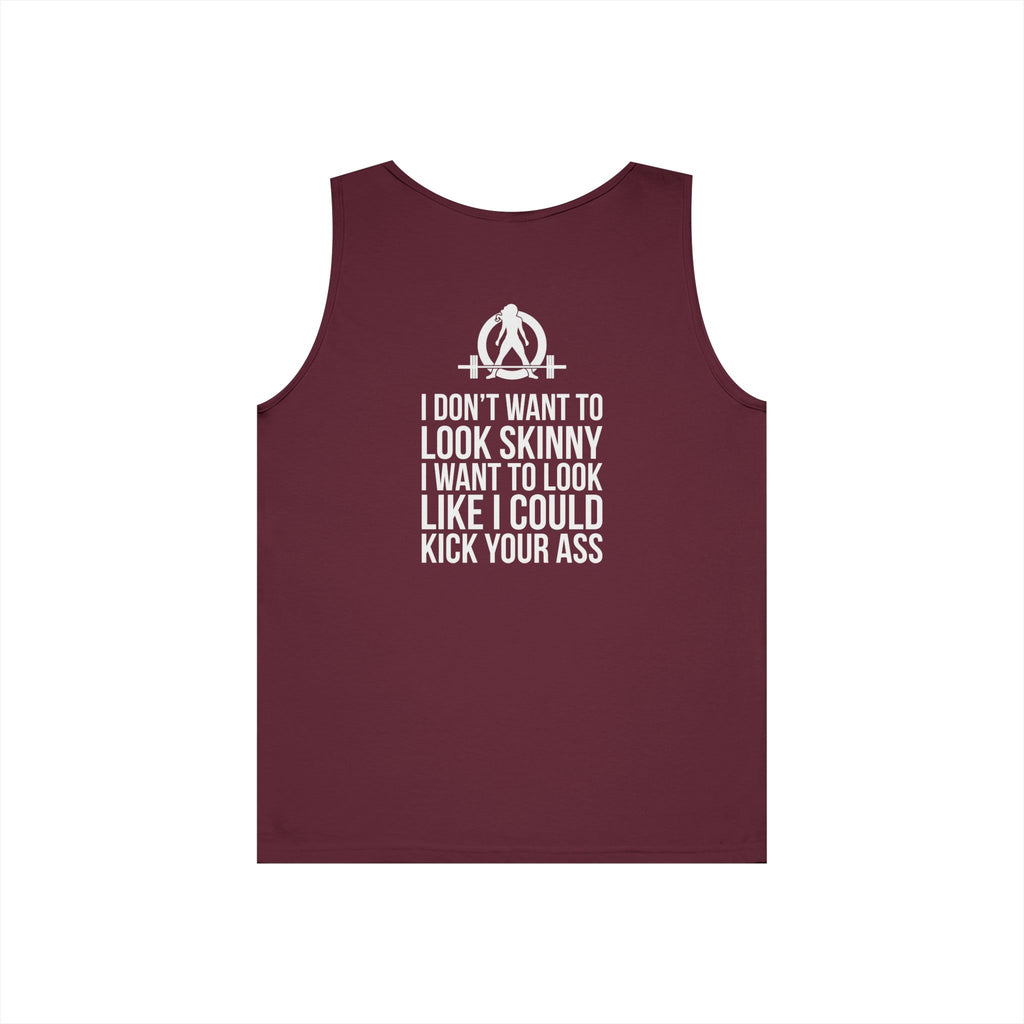 Unisex Heavy Cotton Tank Top -  White Logo - Kick Your Ass