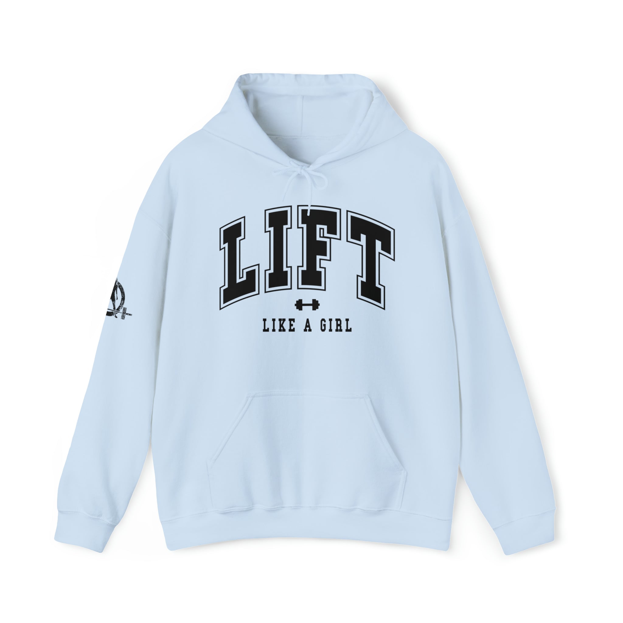 Lift Like.A Girl - Unisex Heavy Blend Hooded Sweatshirt - Black Logo on Front & Right Sleeve