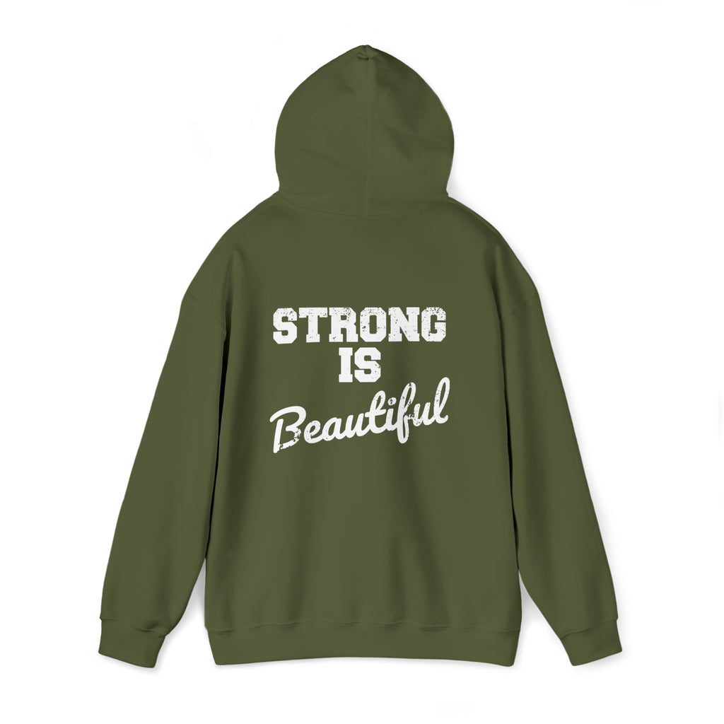 Strong Is Beautiful - Unisex Heavy Blend Hooded Sweatshirt - Distressed White Logo -  (BEST SELLER)