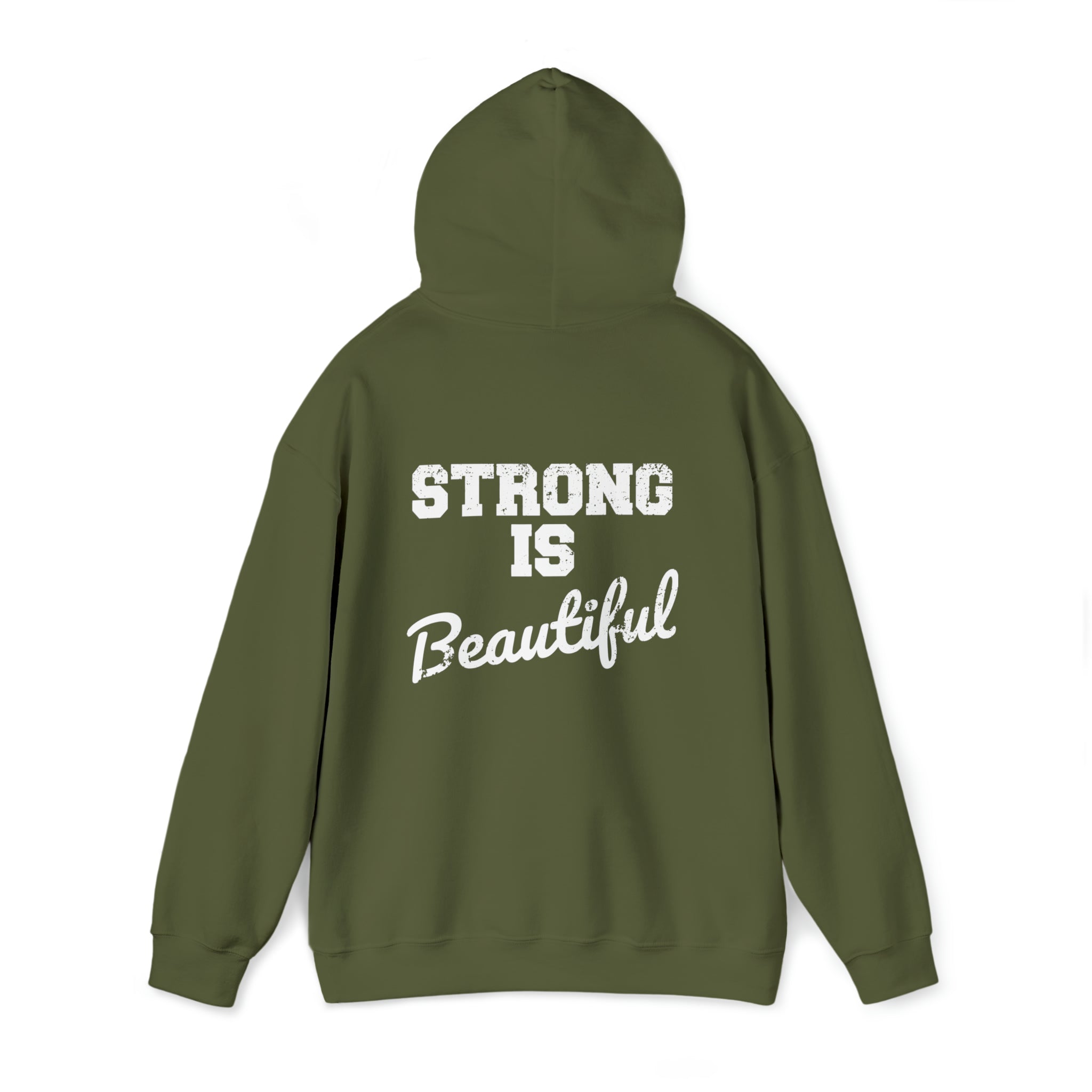 Strong Is Beautiful - Unisex Heavy Blend Hooded Sweatshirt - Distressed White Logo -  (BEST SELLER)