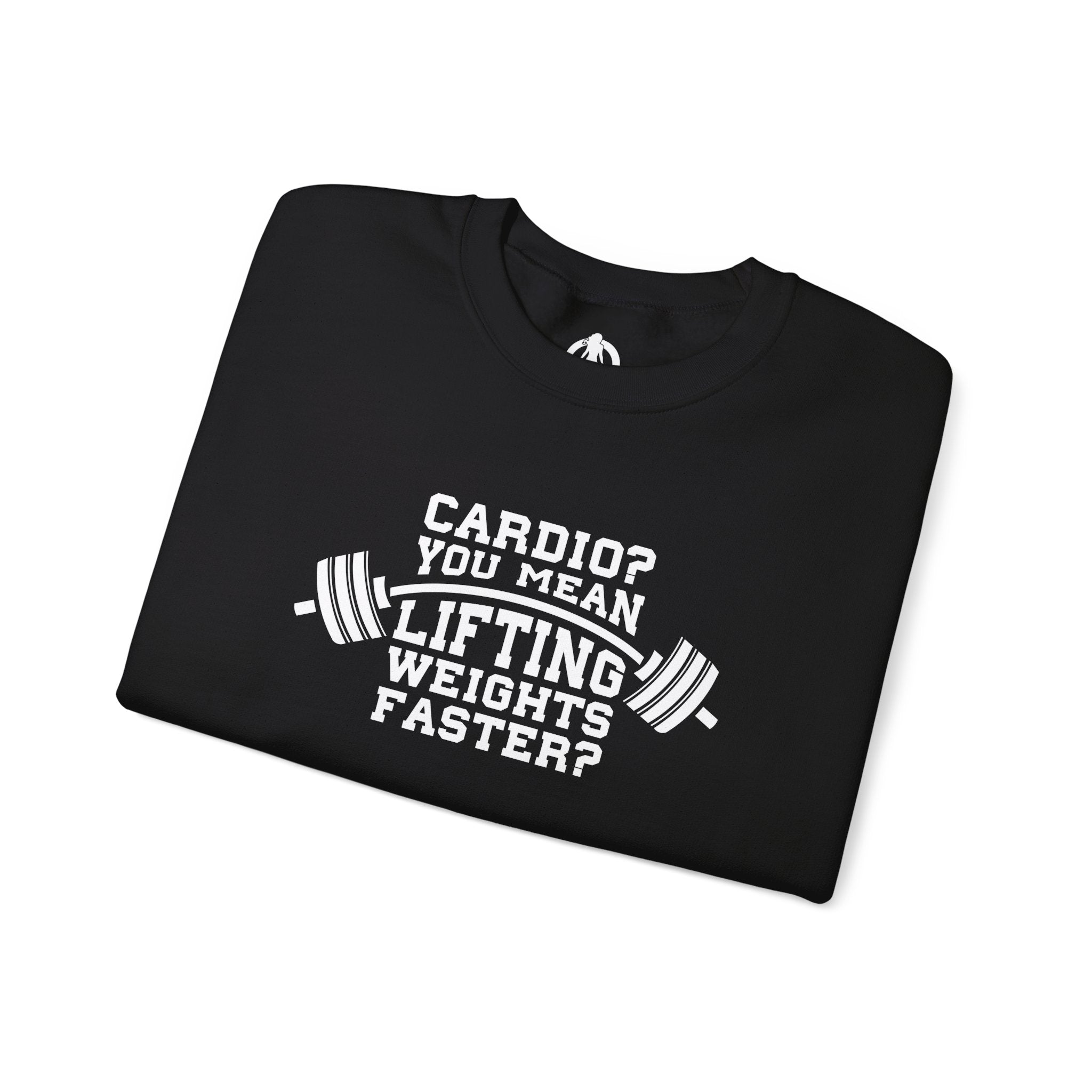 Cardio = Lift Weights Faster - Unisex Heavy Blend™ Crewneck Sweatshirt - Front  Logo