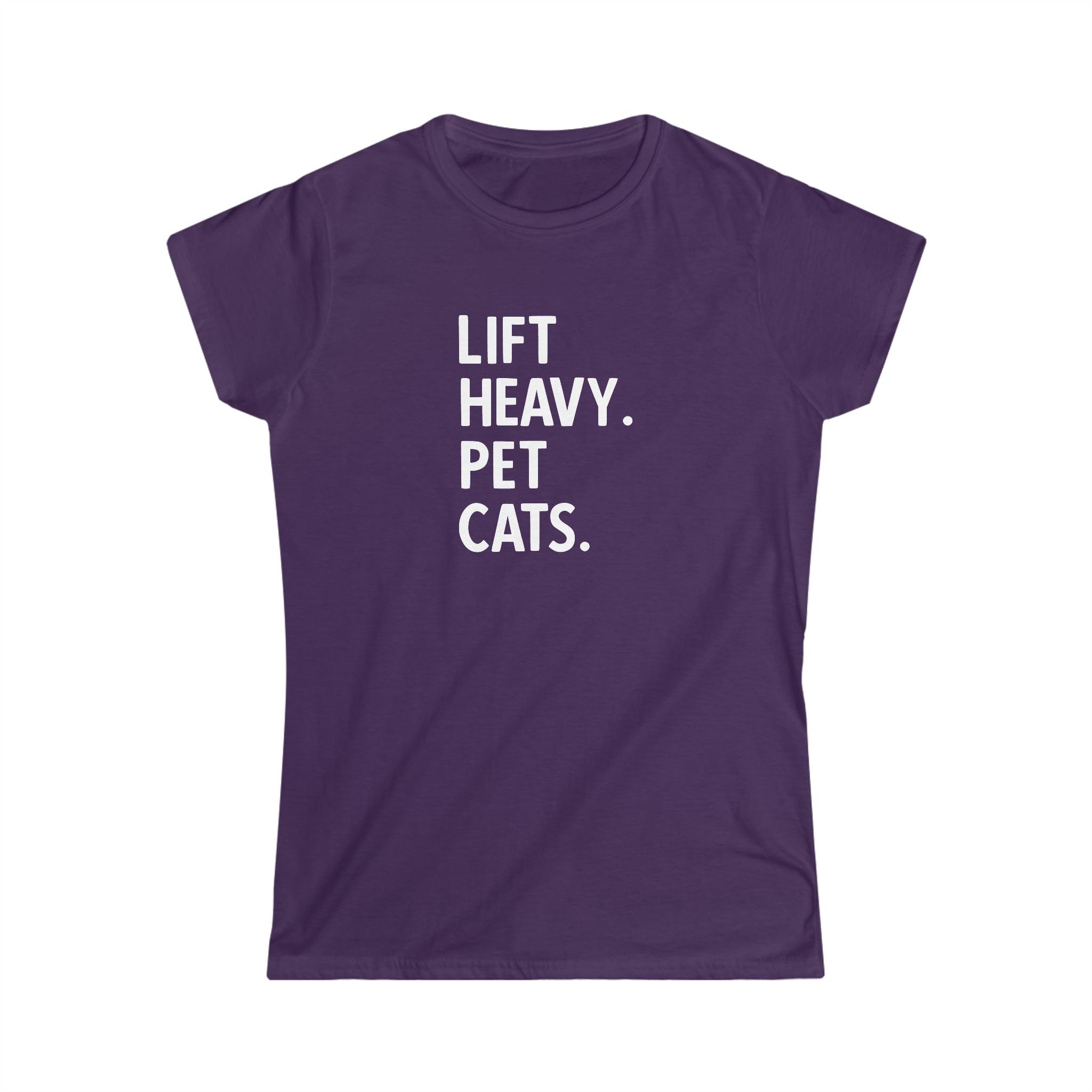 Lift Heavy Pet Cats - Women's Softstyle Tee - White Logo