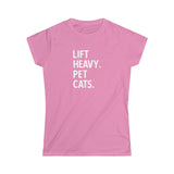 Lift Heavy Pet Cats - Women's Softstyle Tee - White Logo
