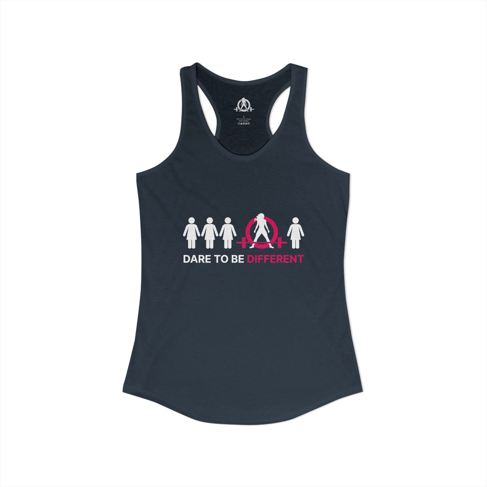 Dare To Be Different - Deadlift - Women's Ideal Racerback Tank - Front Logo