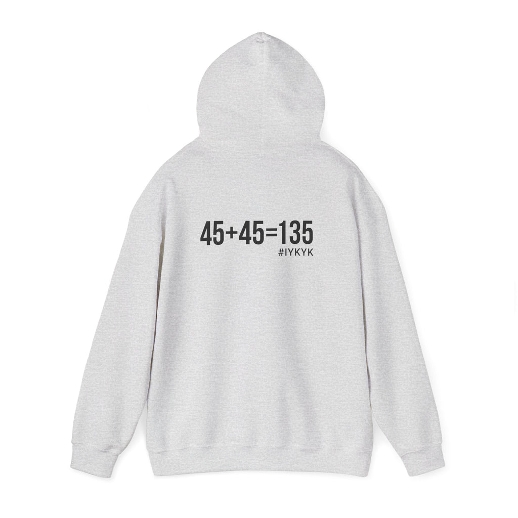 45 + 45 = 135 - Unisex Heavy Blend Hooded Sweatshirt  - Black Logo