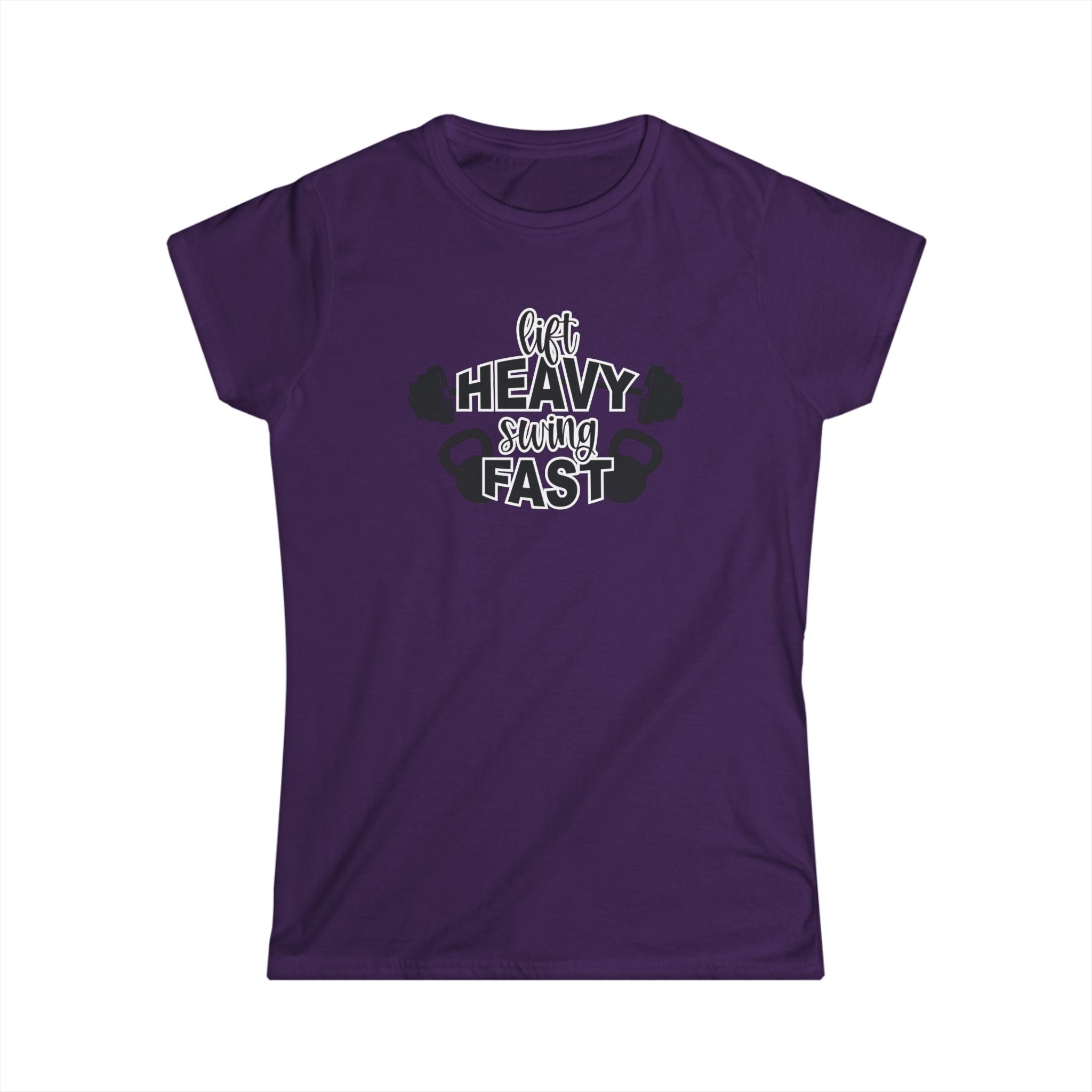 Lift Heavy Swing Fast - Women's Softstyle Tee - Black Logo