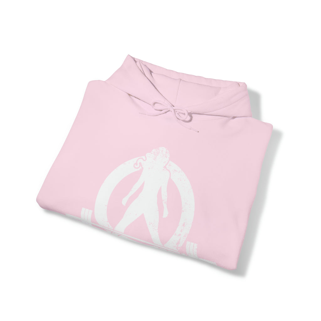 Strong Not Skinny - White Distressed Logo - Unisex Heavy Blend Hooded Sweatshirt