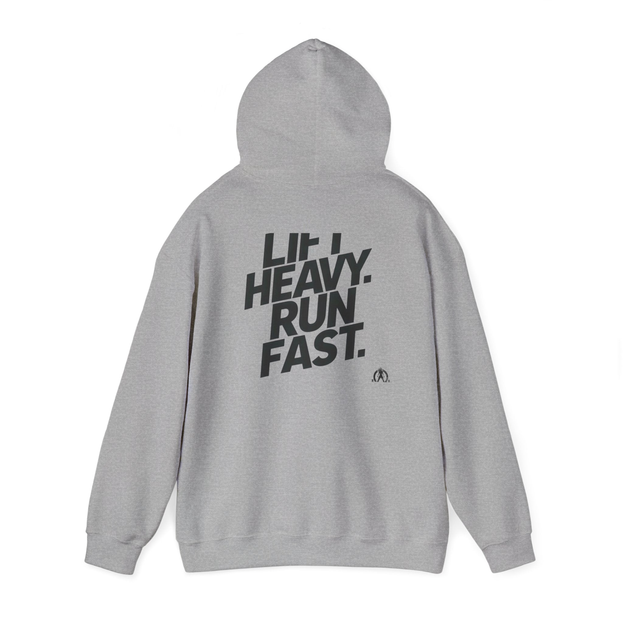Lift Heavy Run Fast - Unisex Heavy Blend Hooded Sweatshirt  - Front & Back Black Logo