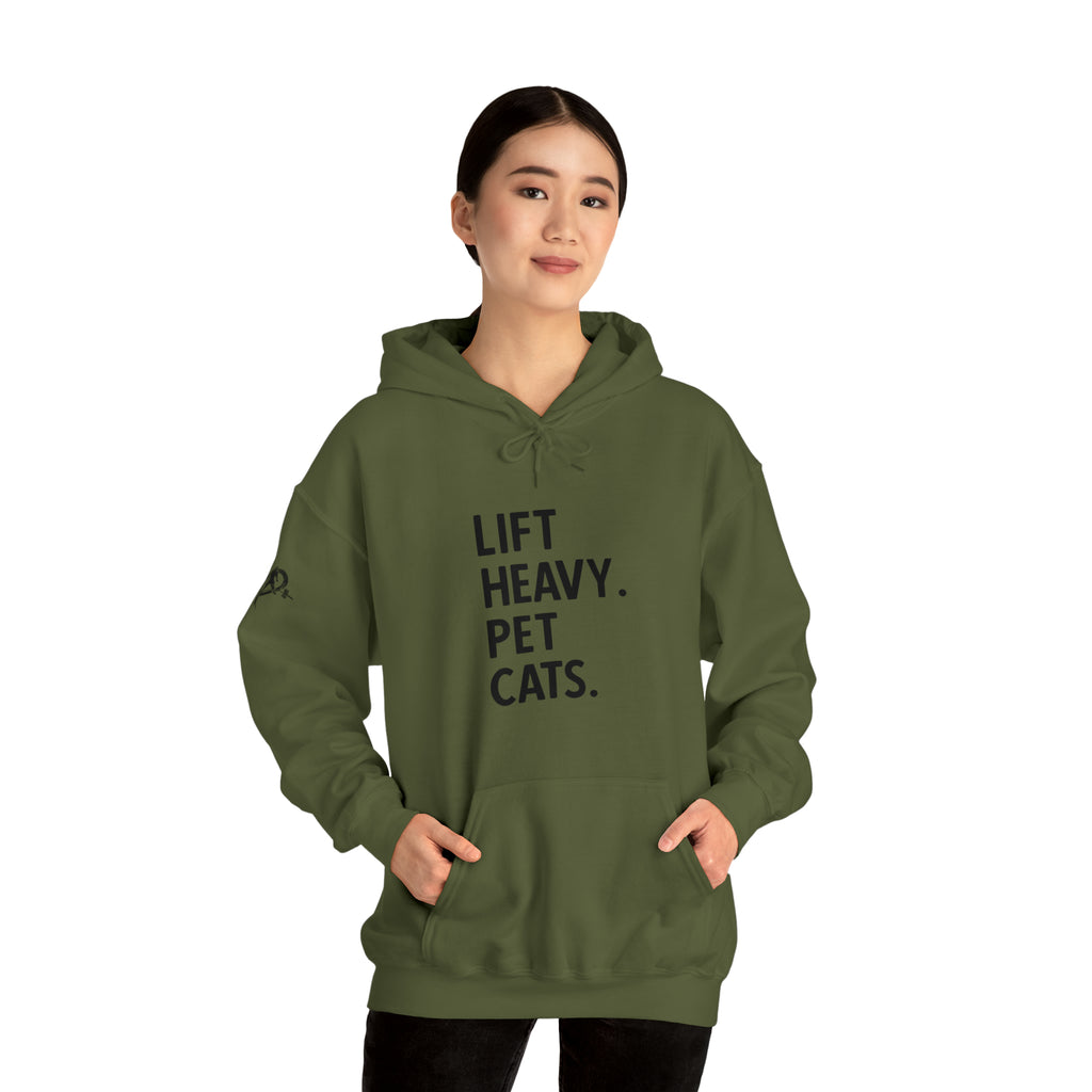 Lift Heavy Pet Cats - Unisex Heavy Blend Hooded Sweatshirt - Black Logo