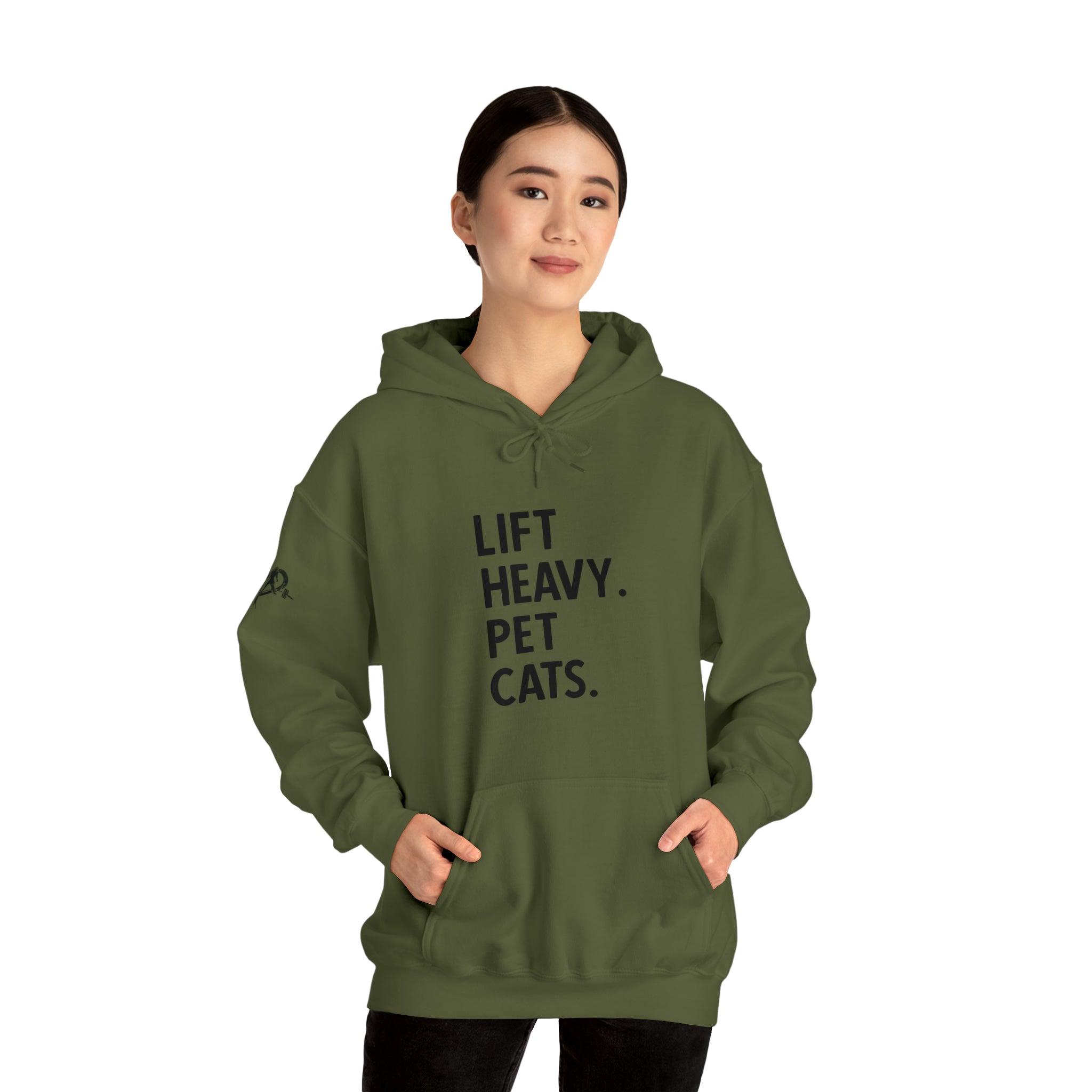 Lift Heavy Pet Cats - Unisex Heavy Blend Hooded Sweatshirt - Black Logo