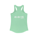 45 + 45 = 135 - Women's Ideal Racerback Tank - White Print Front & Back