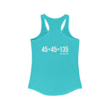 45 + 45 = 135 - Women's Ideal Racerback Tank - White Print Front & Back