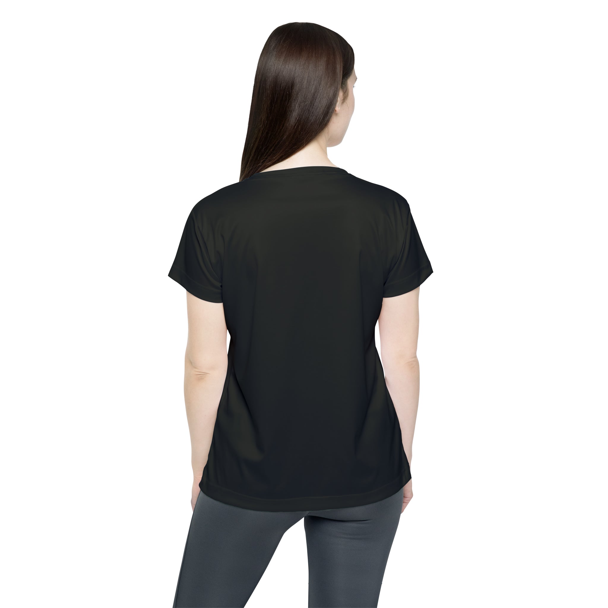 Women's Sports Jersey (AOP) - Black - Color Inverted Distressed Logo