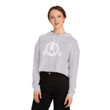 Women’s Cropped Hooded Sweatshirt - White Distressed Logo