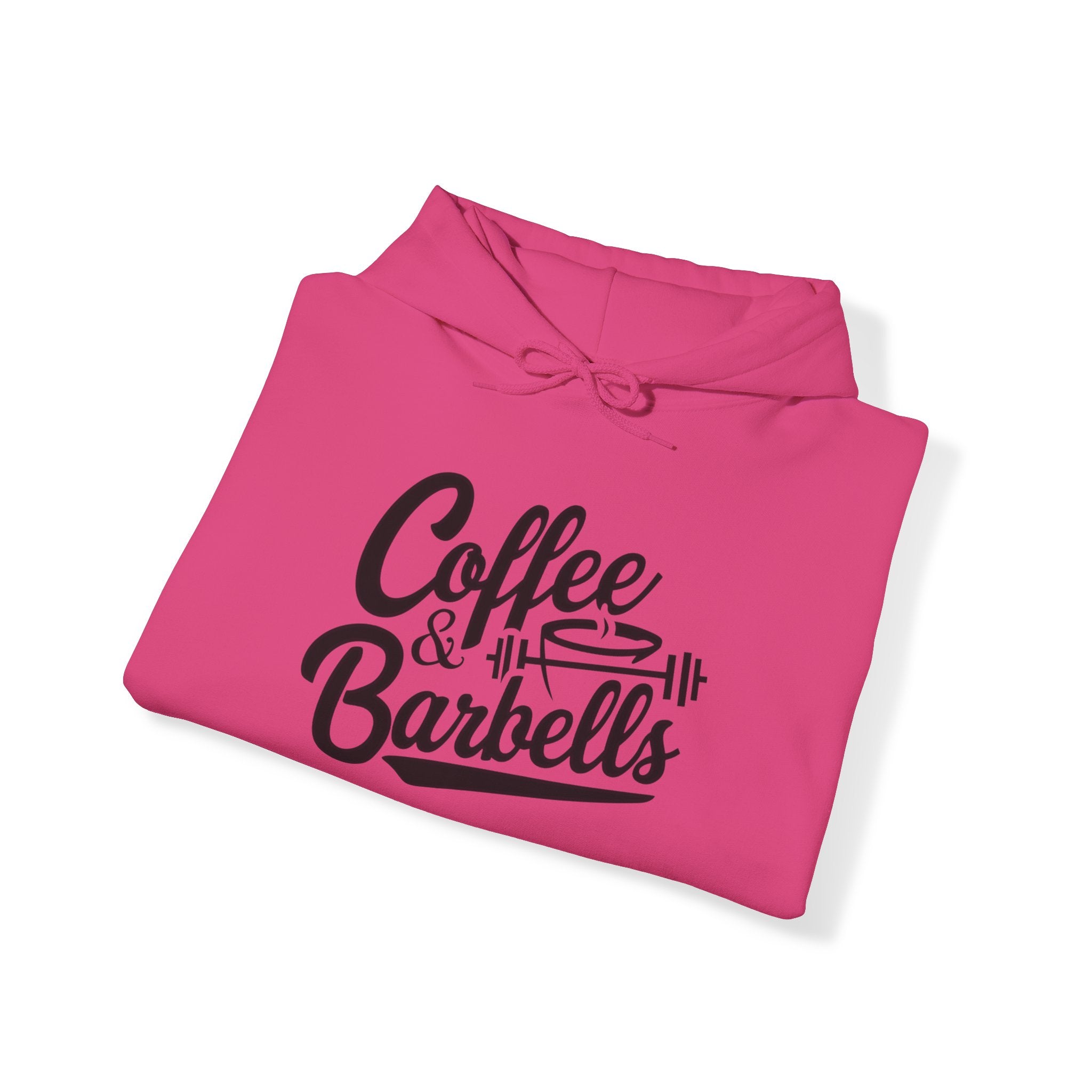 Coffee & Barbells  - Unisex Heavy Blend Hooded Sweatshirt - Black Logo on Front & Right Sleeve