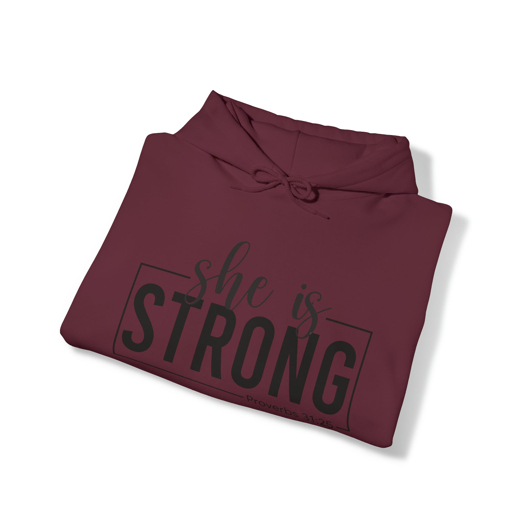 She is Strong - Unisex Heavy Blend Hooded Sweatshirt - Dark Logo - Plain Back