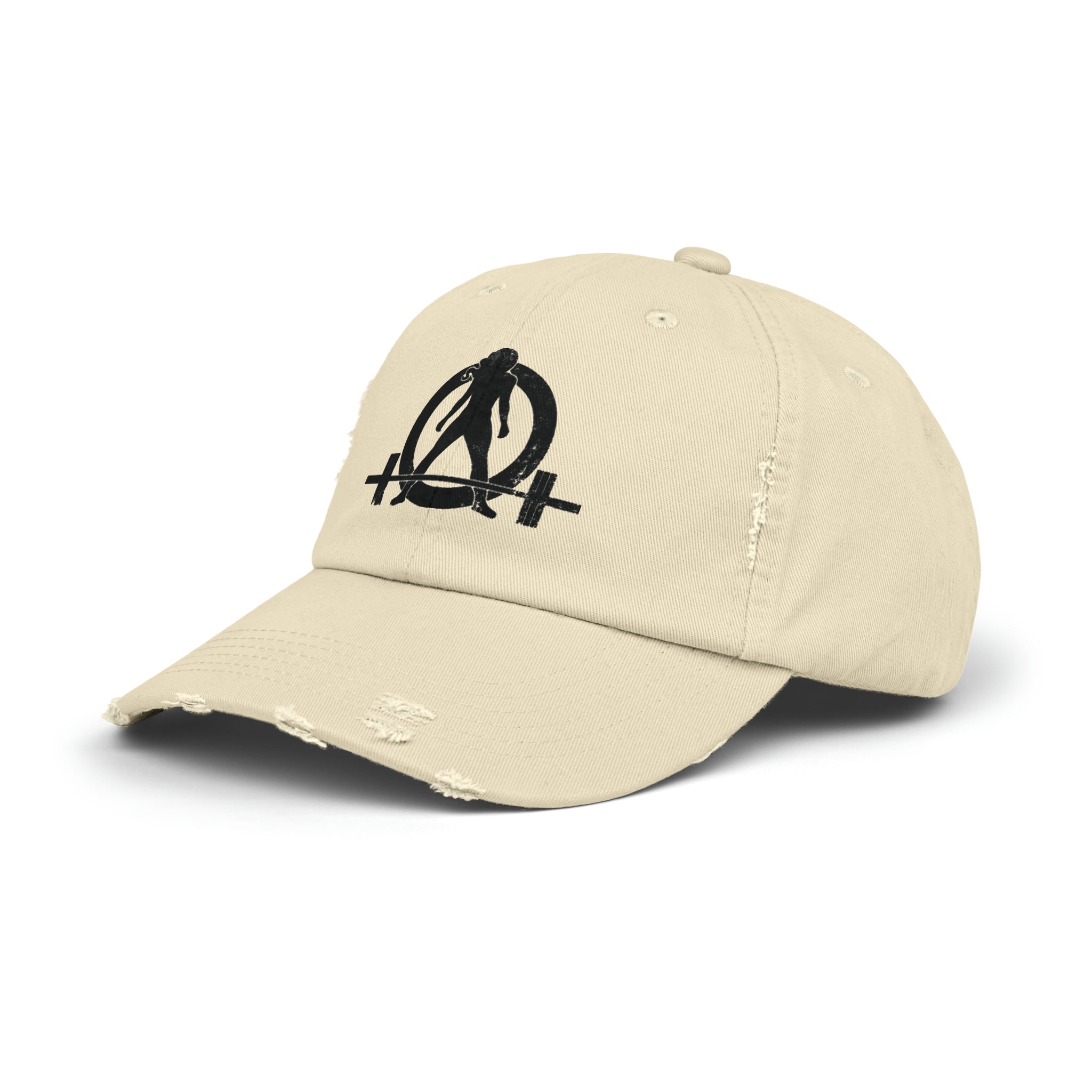 Unisex Distressed Cap - Classic Black Logo