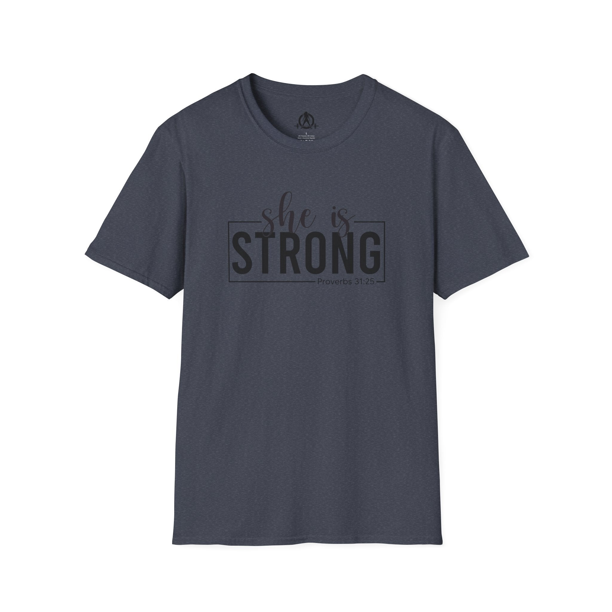 She Is STRONG - Unisex Softstyle T-Shirt - Front Black Print