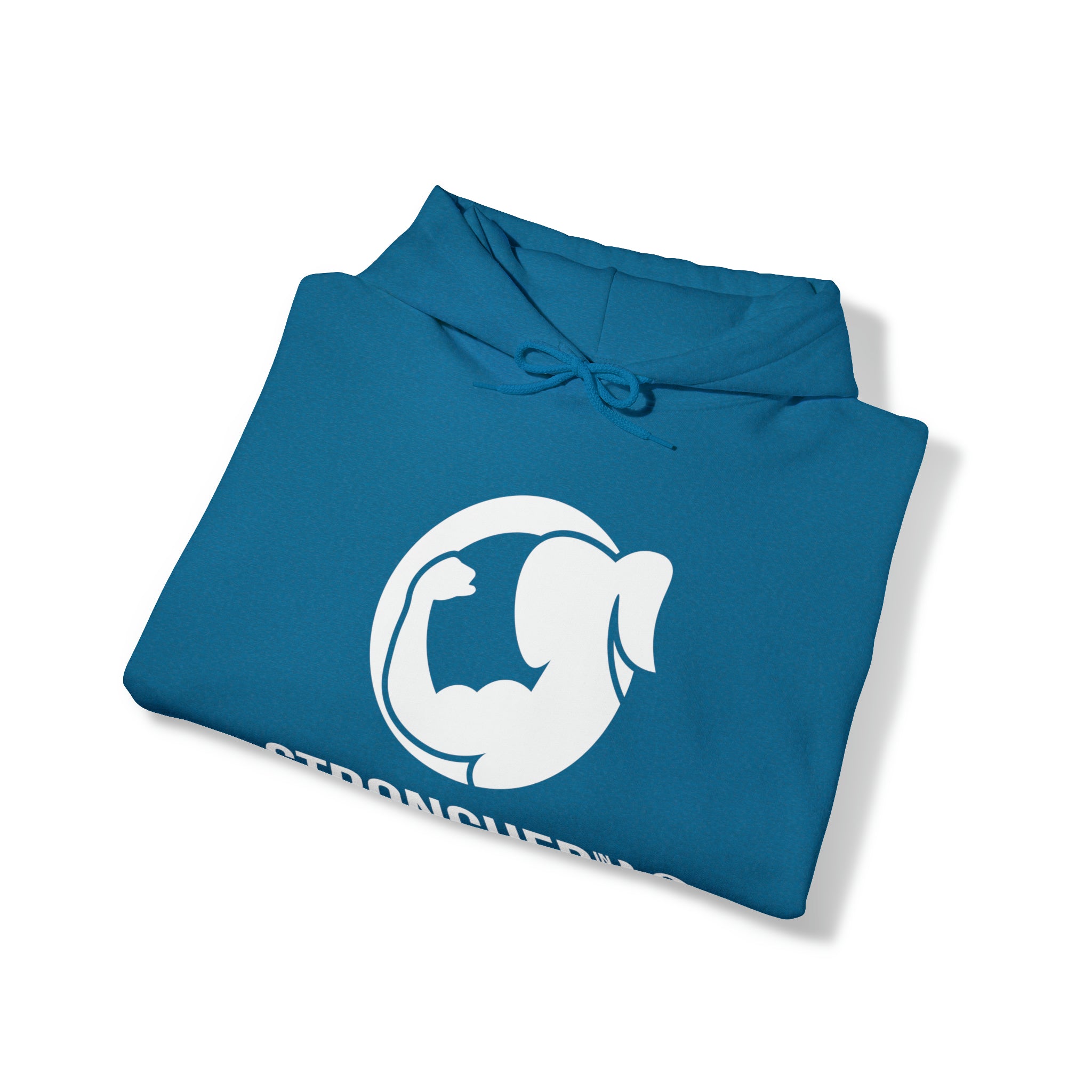 Strong Her in 42 - Classic Logo White - Unisex Heavy Blend Hooded Sweatshirt