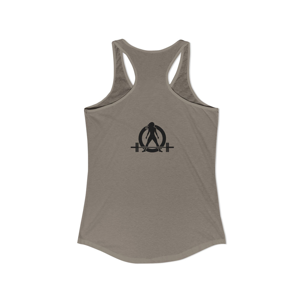 ALL I NEED IS Coffee and a Barbell - Women's Ideal Racerback Tank - Dark Logo - Front & Back