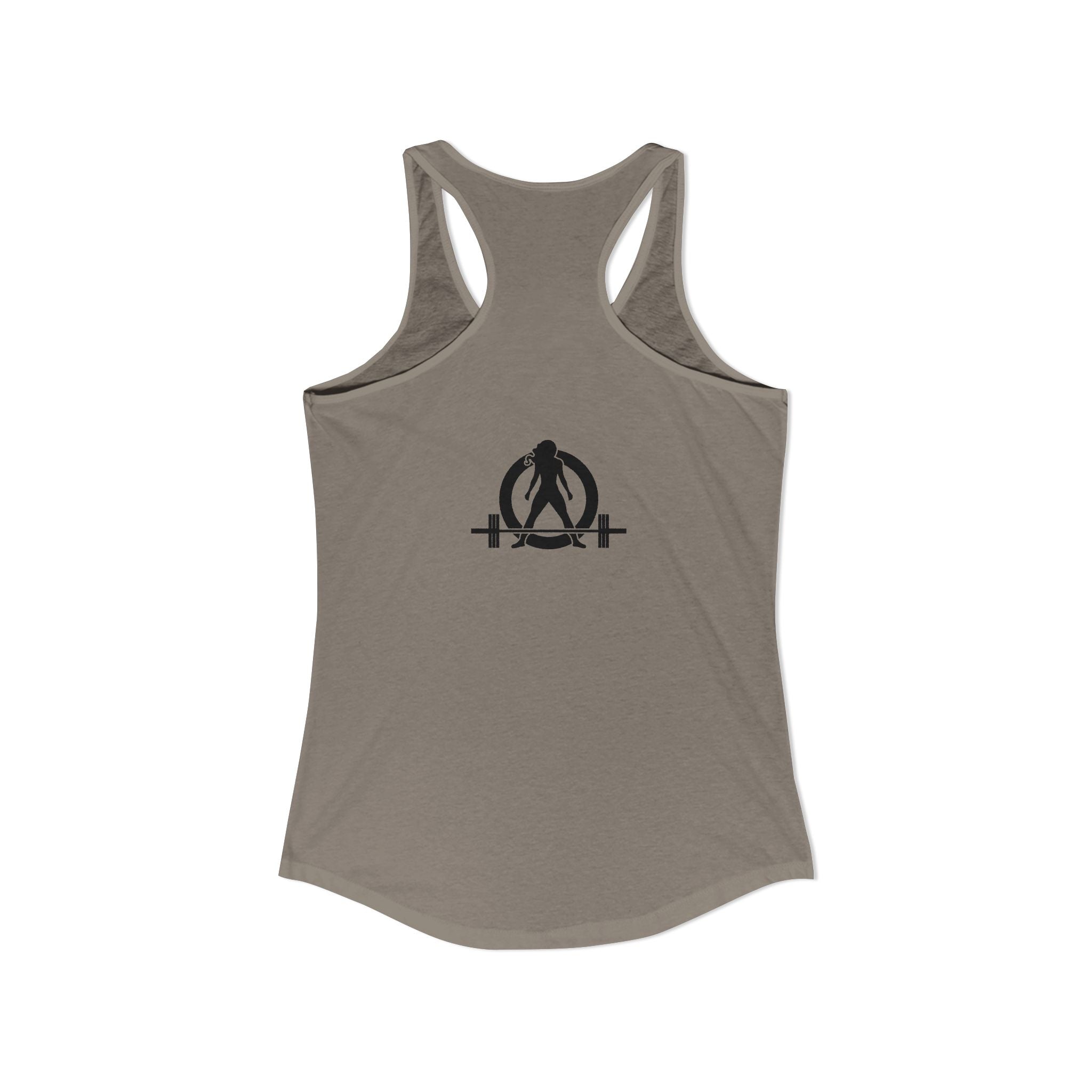 ALL I NEED IS Coffee and a Barbell - Women's Ideal Racerback Tank - Dark Logo - Front & Back