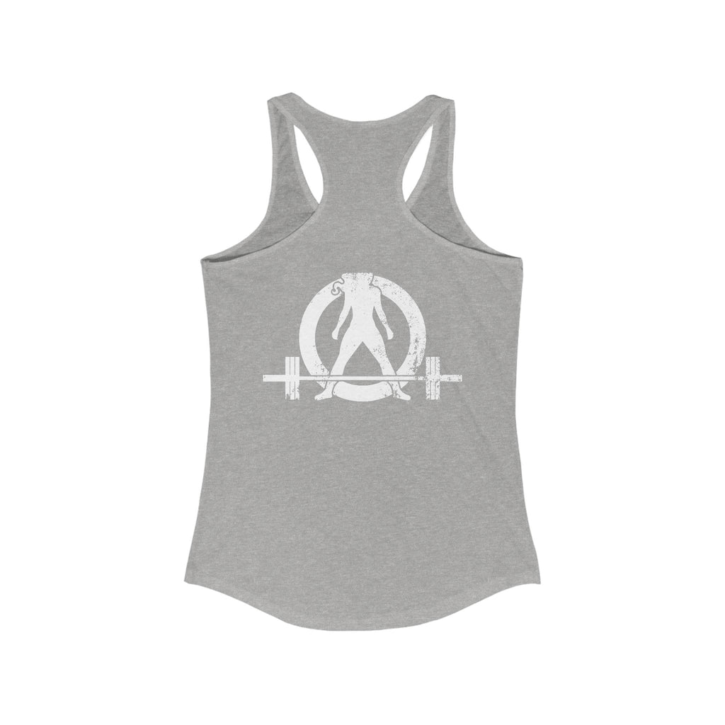 All I Need Is Coffee and a Barbell - Women's Ideal Racerback Tank - Dark Logo - Front & Back